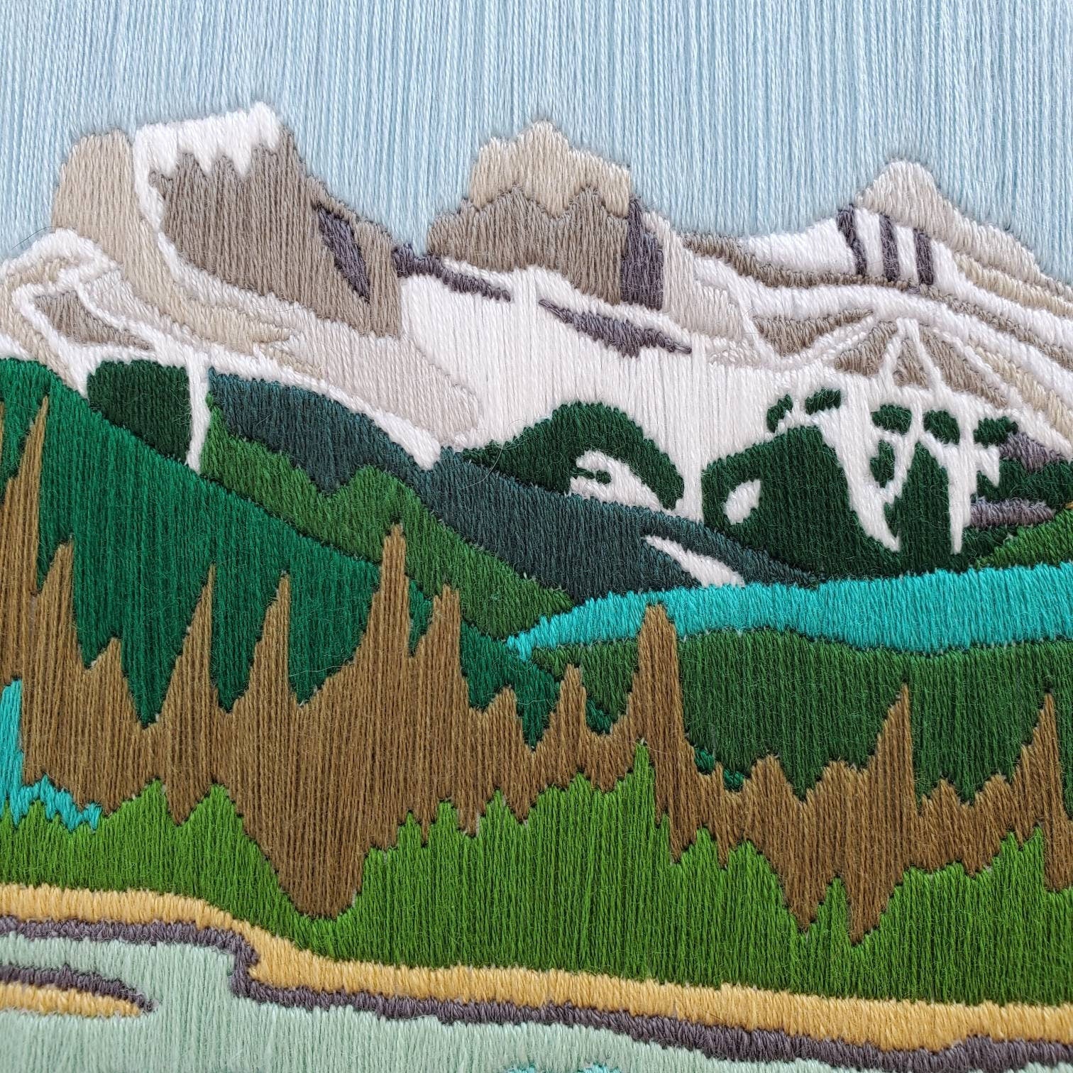 Mountain Landscape No.04, Three Sisters, Canmore Alberta - PDF Digital Download Embroidery Pattern & Guide