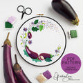 Eggplant Wreath- PDF Digital Download Embroidery Pattern & Guide