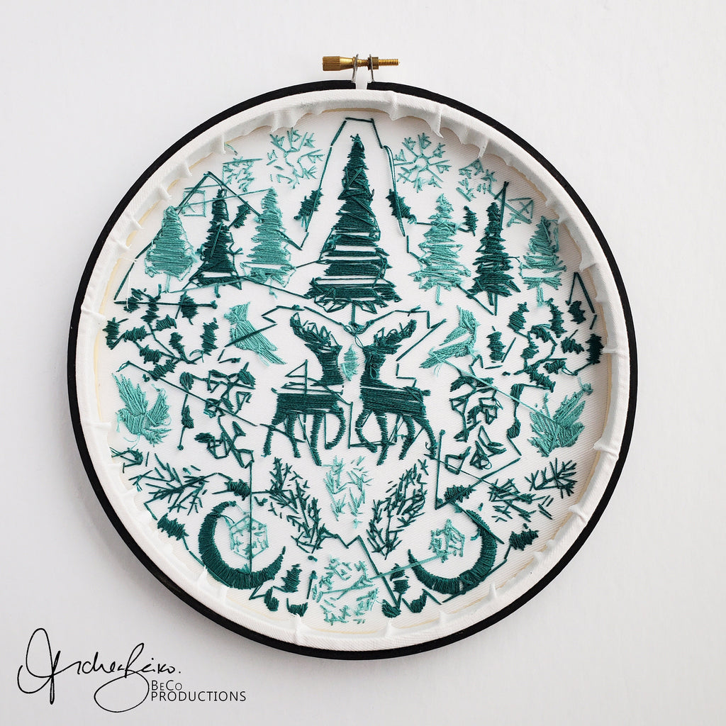 JANUARY Monthly Monochromatic Folk Art Inspired Series - PDF Digital Download Embroidery Pattern & Guide