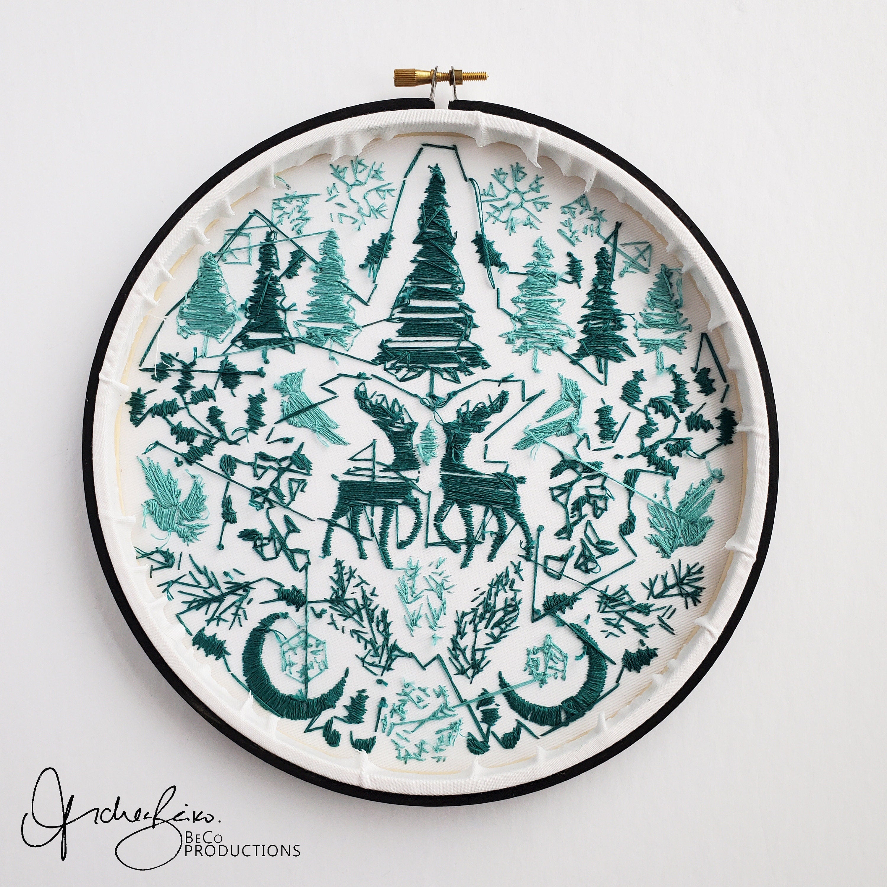 JANUARY Monthly Monochromatic Folk Art Inspired Series - PDF Digital Download Embroidery Pattern & Guide