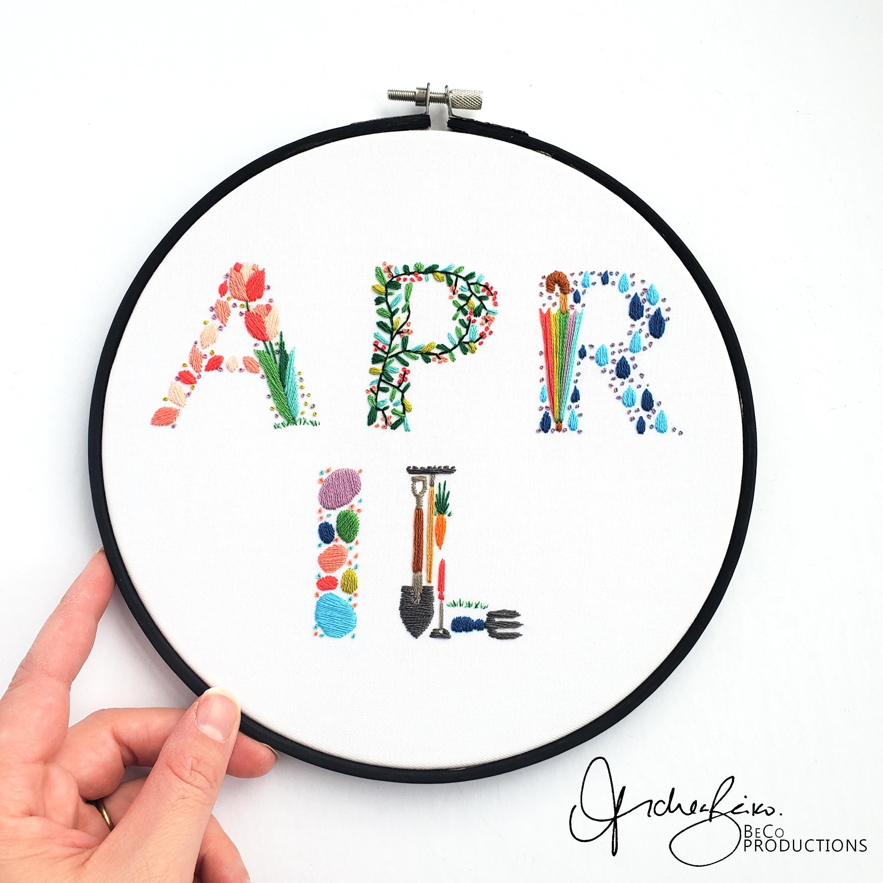 APRIL Monthly Text Series - PDF Digital Download Embroidery Series Pattern & Guide