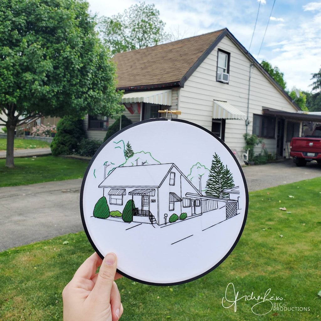 Custom Embroidered House Portrait