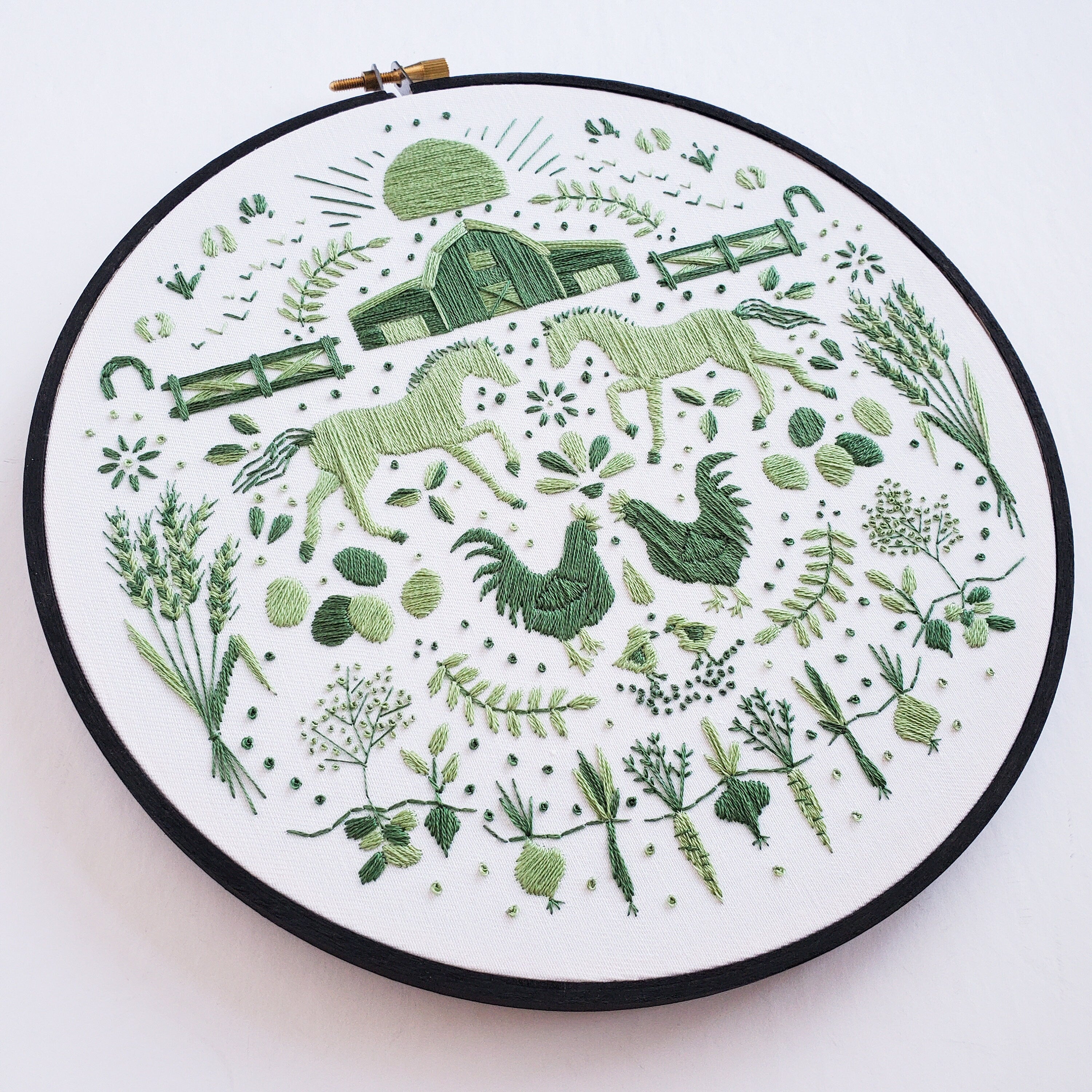 AUGUST Monthly Monochromatic Folk Art Inspired Series - PDF Digital Download Embroidery Pattern & Guide