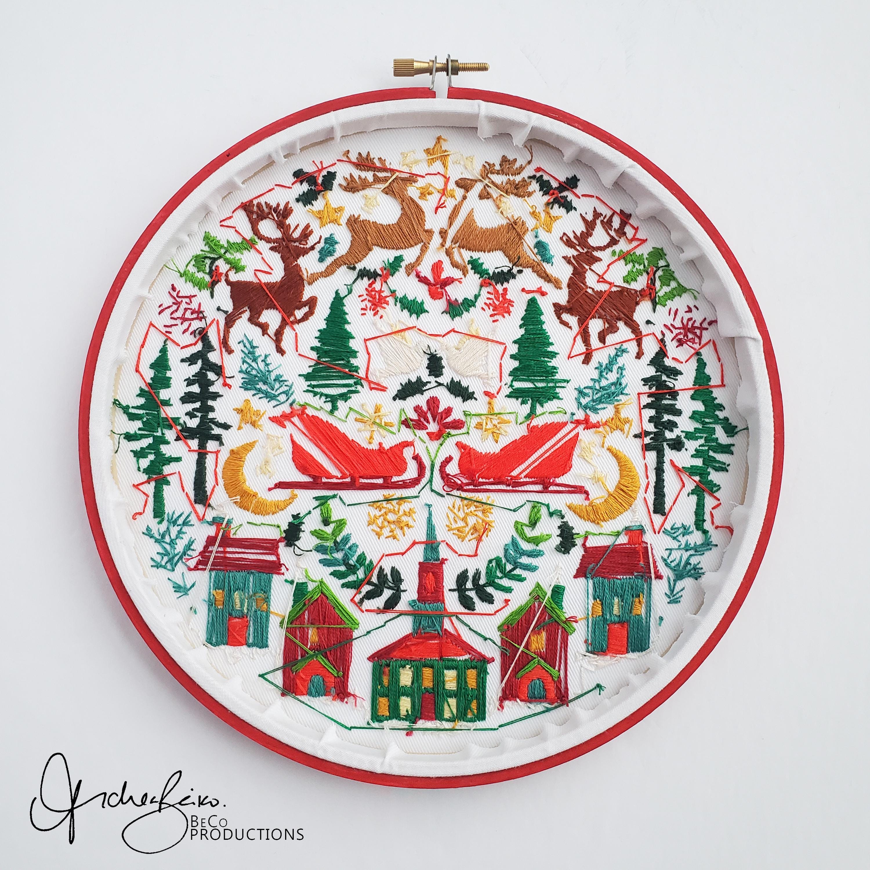 Christmas Folk Art Inspired Series - PDF Digital Download Embroidery Pattern & Guide