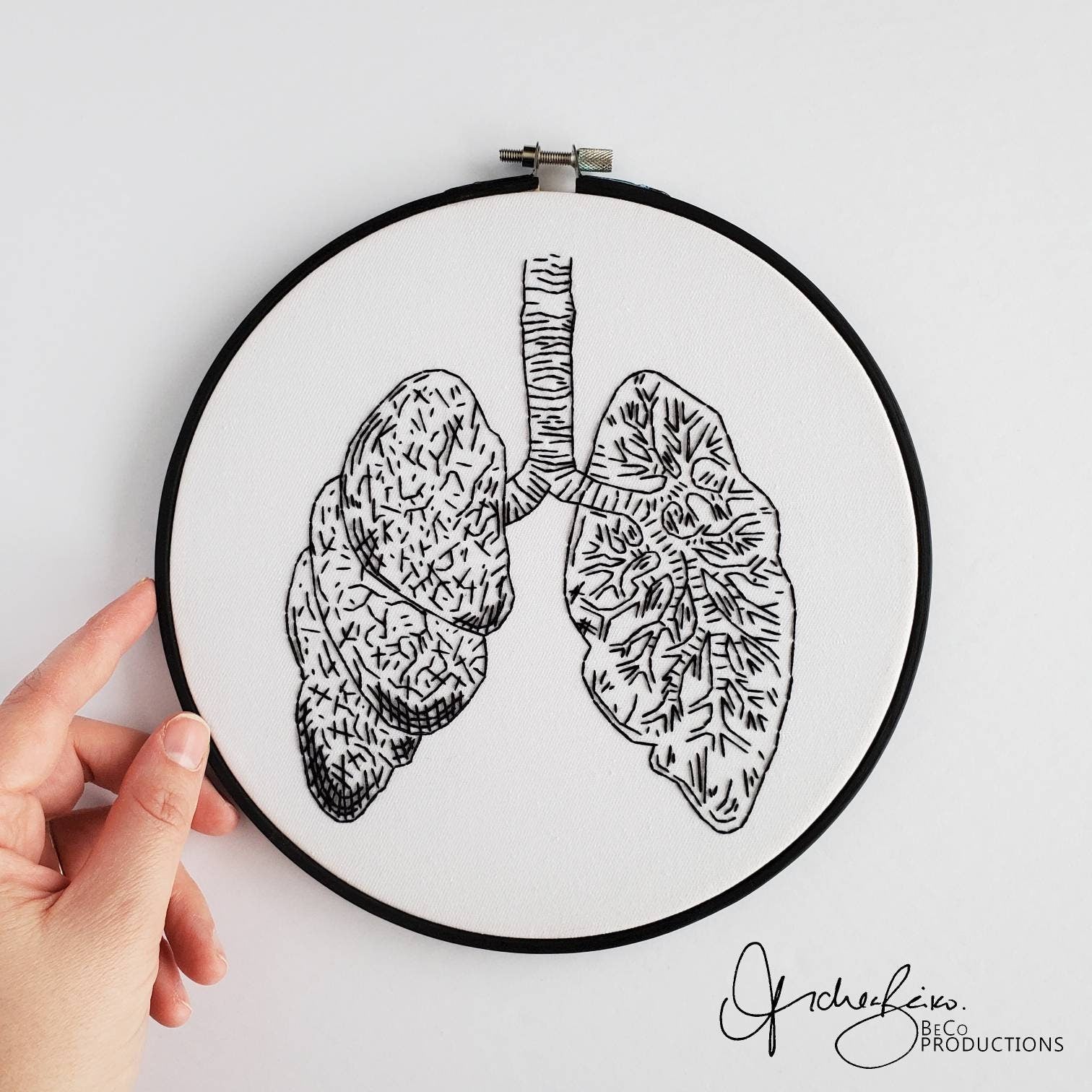 Lungs Anatomy - PDF Digital Download Embroidery Pattern & Guide