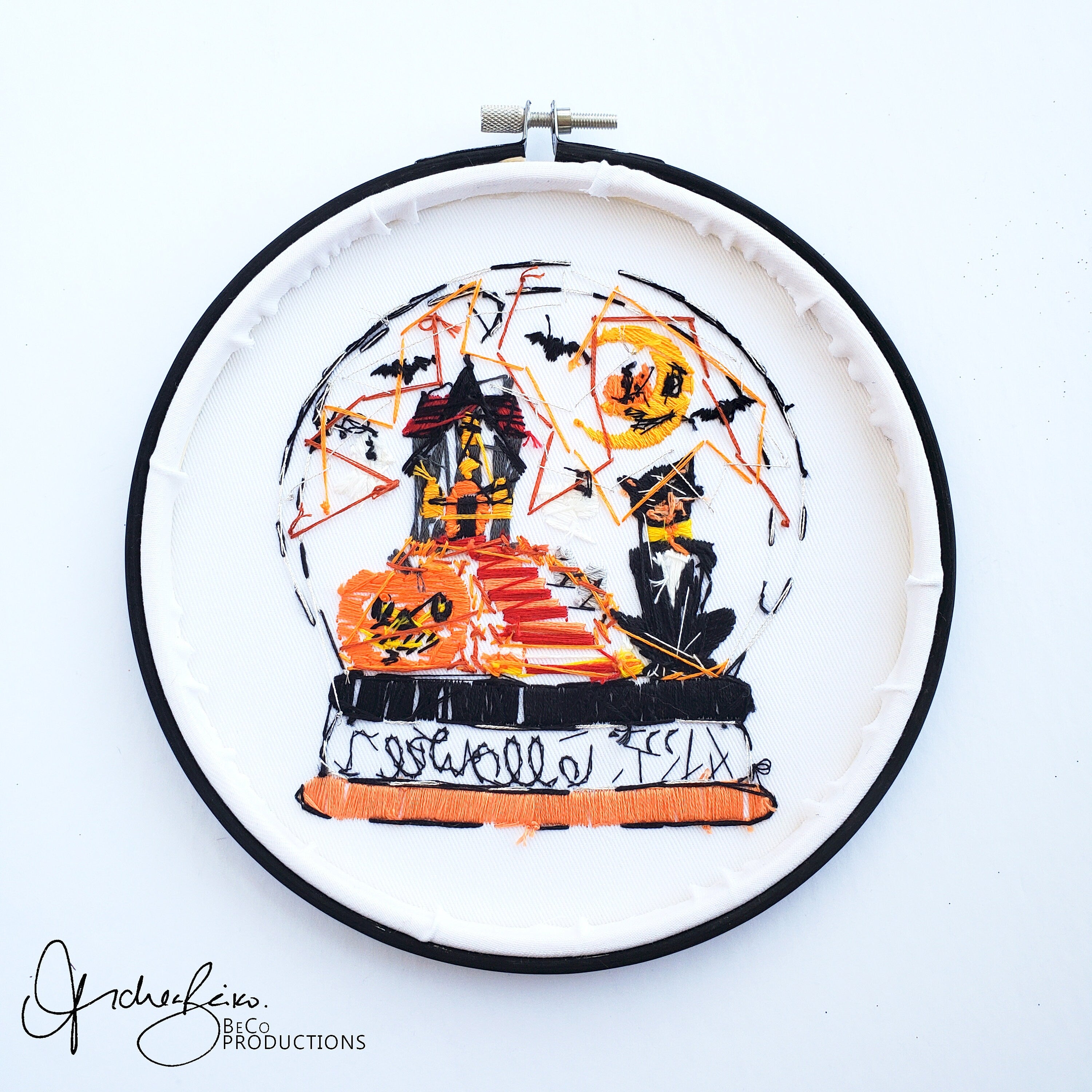 Retro Halloween Snow Globe - PDF Digital Download Embroidery Pattern & Guide