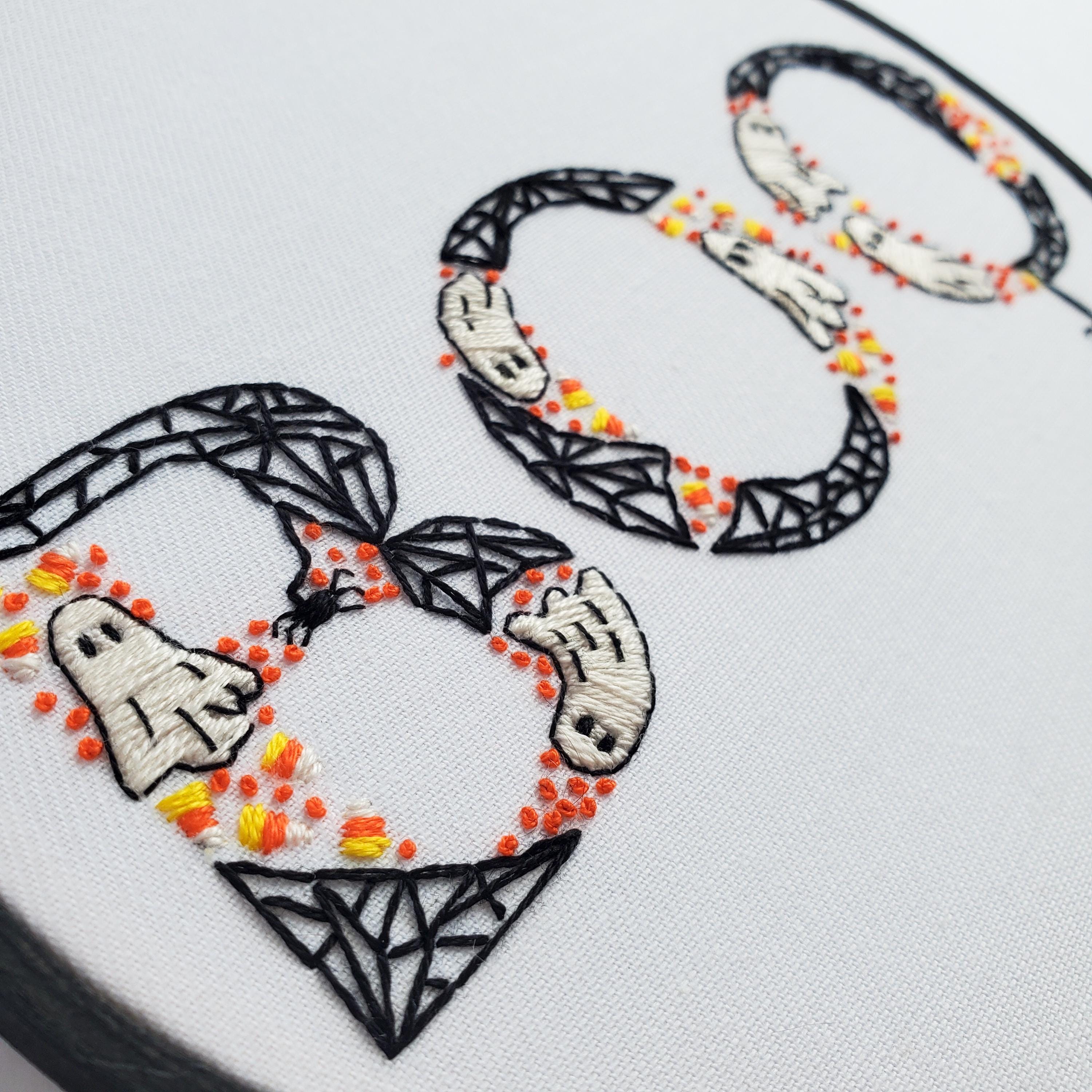 BOO Halloween Text - PDF Digital Download Embroidery Pattern & Guide