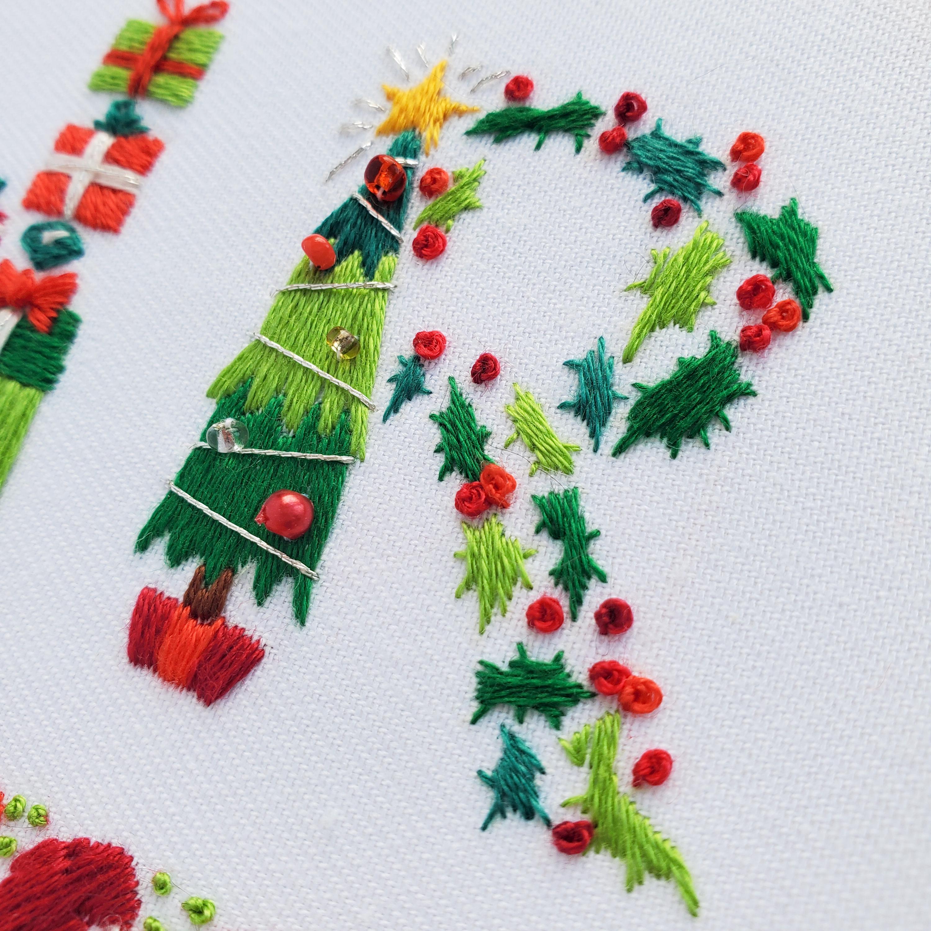 Christmas Text - PDF Digital Download Embroidery Pattern & Guide