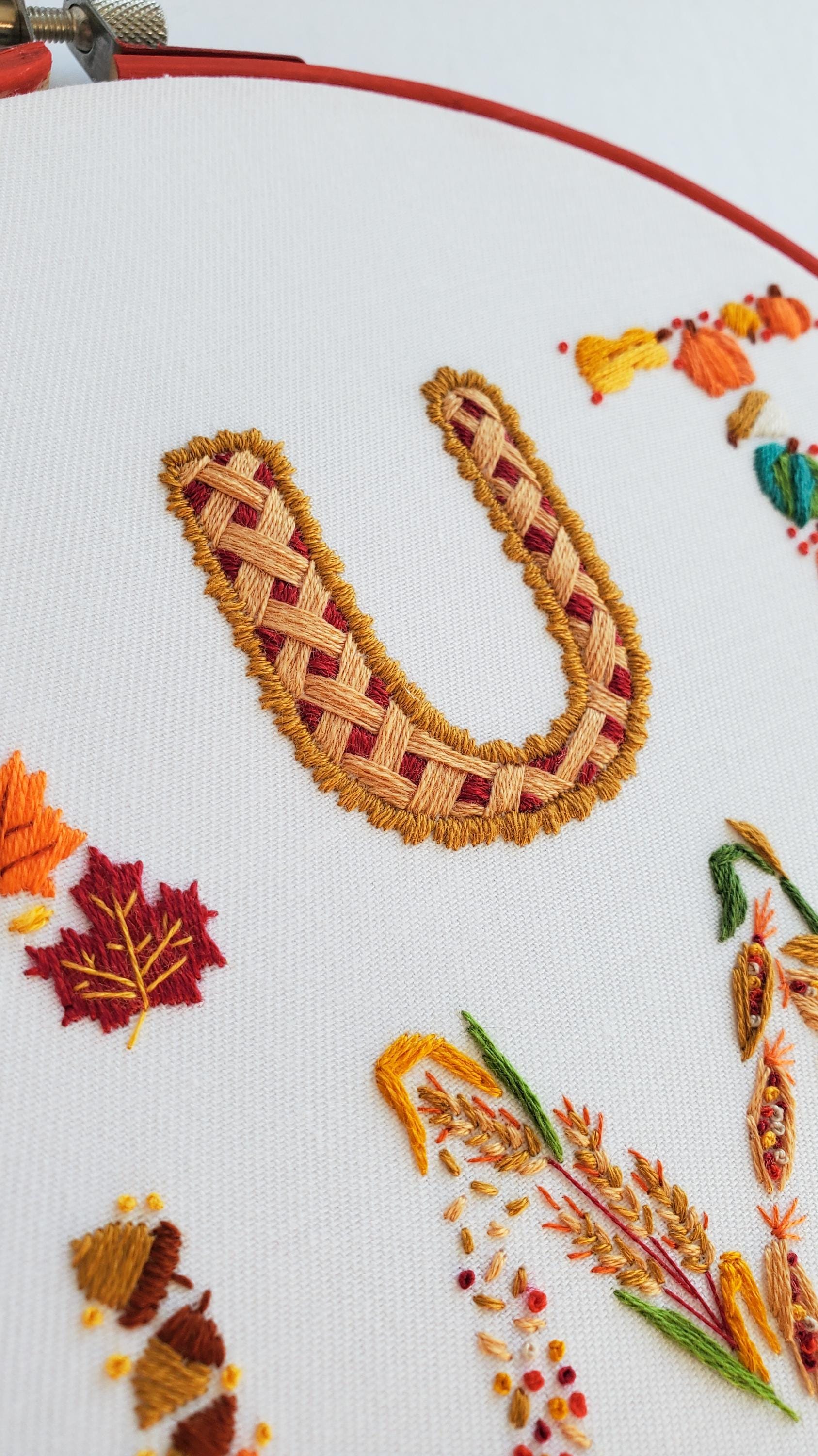 Autumn Text - PDF Digital Download Embroidery Pattern & Guidech