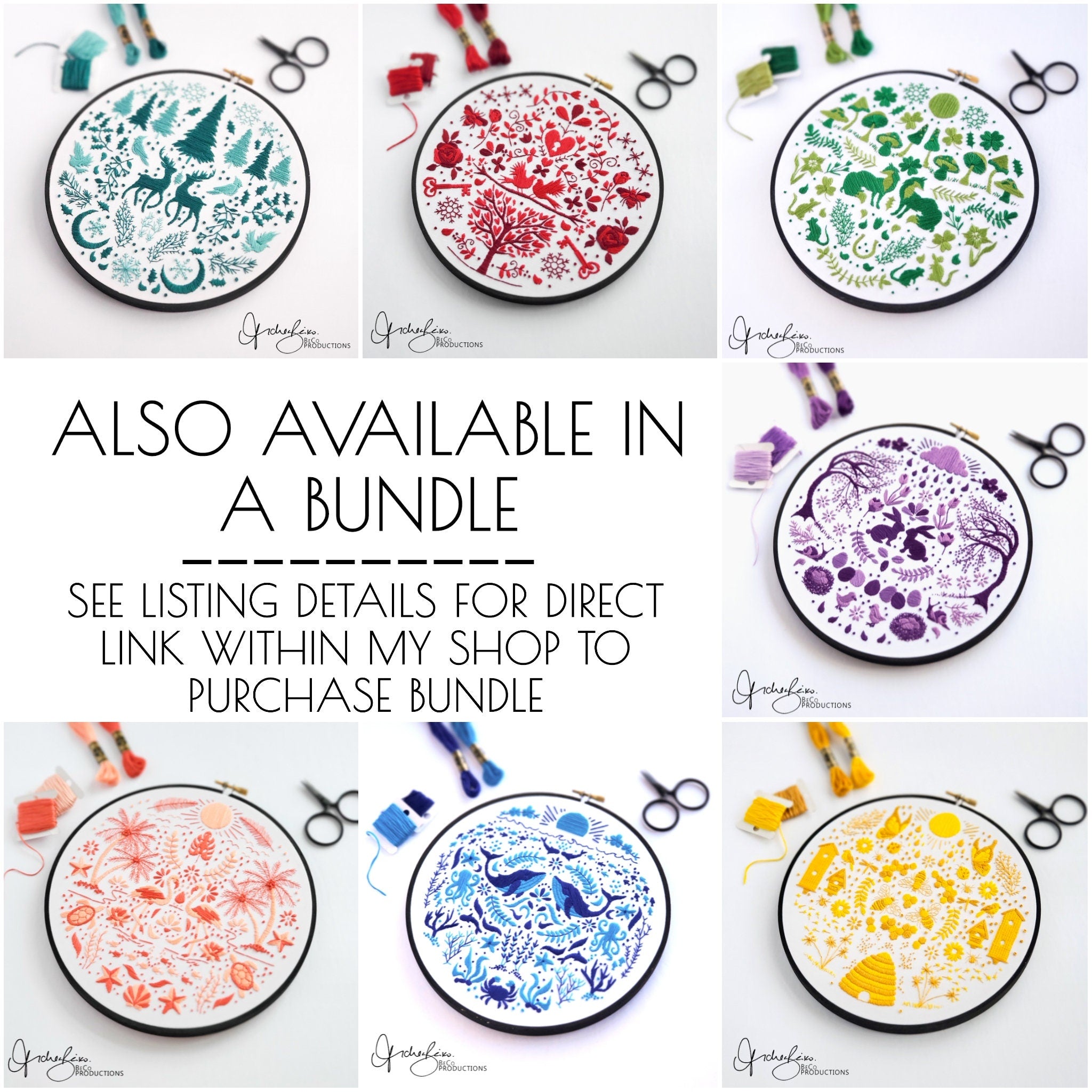 APRIL Monthly Monochromatic Folk Art Inspired Series - PDF Digital Download Embroidery Pattern & Guide