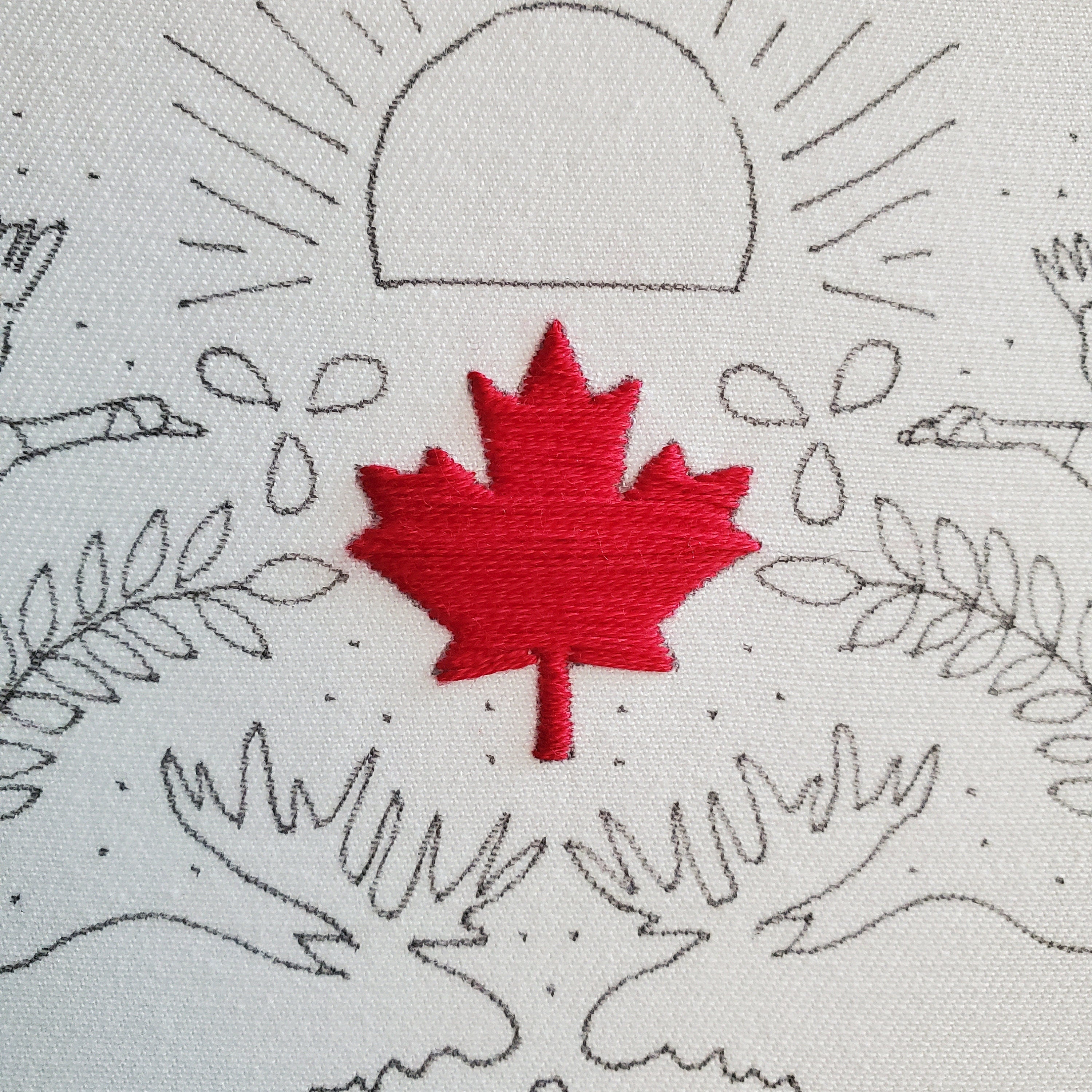Canada Monochromatic Folk Art Inspired Series - PDF Digital Download Embroidery Pattern & Guide