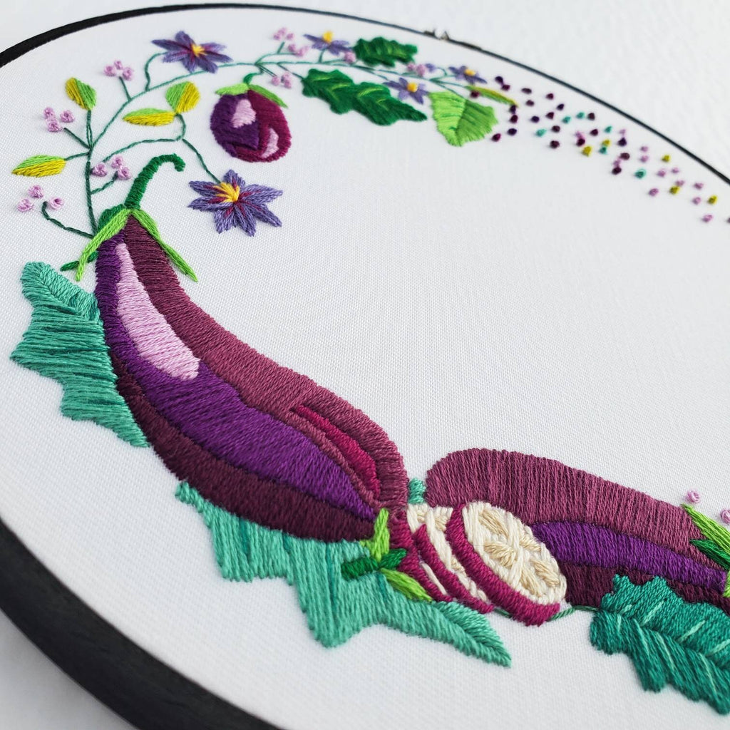Eggplant Wreath- PDF Digital Download Embroidery Pattern & Guide