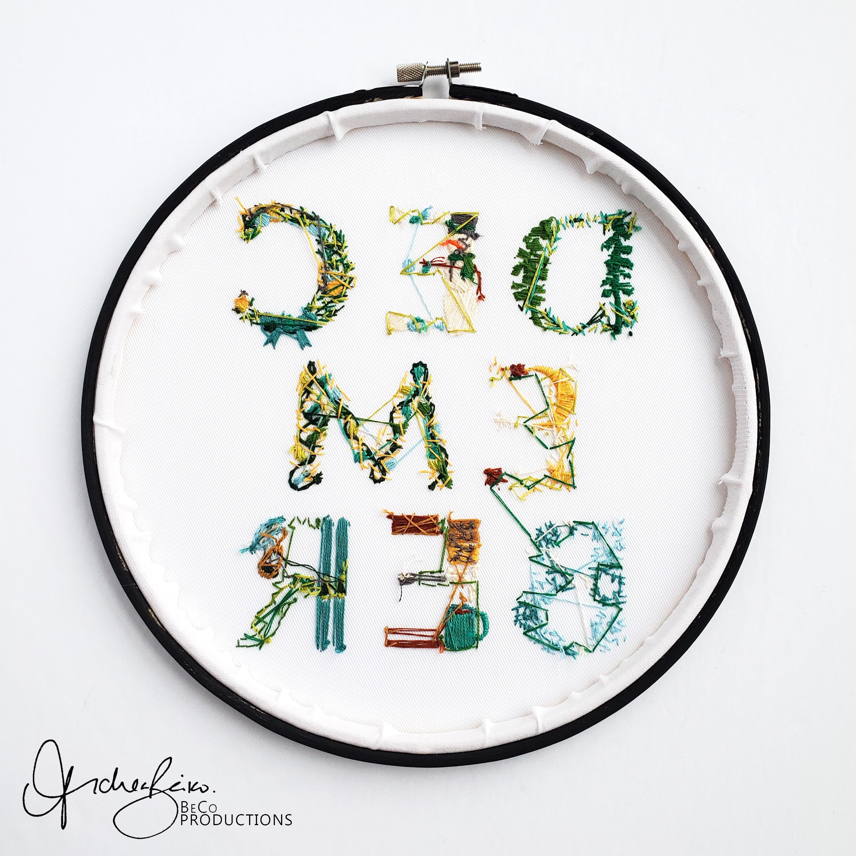 DECEMBER Monthly Text Series - PDF Digital Download Embroidery Series Pattern & Guide