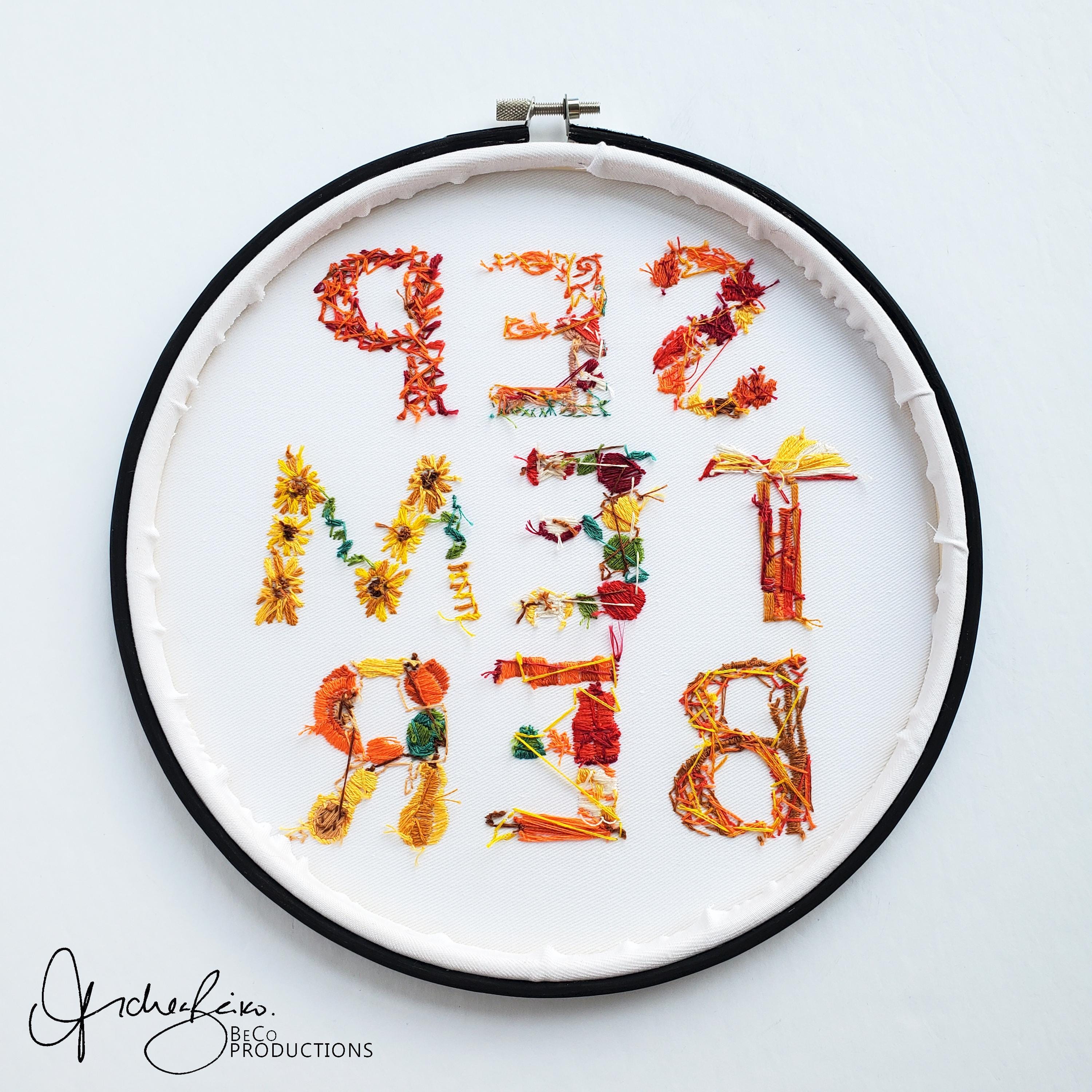SEPTEMBER Monthly Text Series - PDF Digital Download Embroidery Series Pattern & Guide