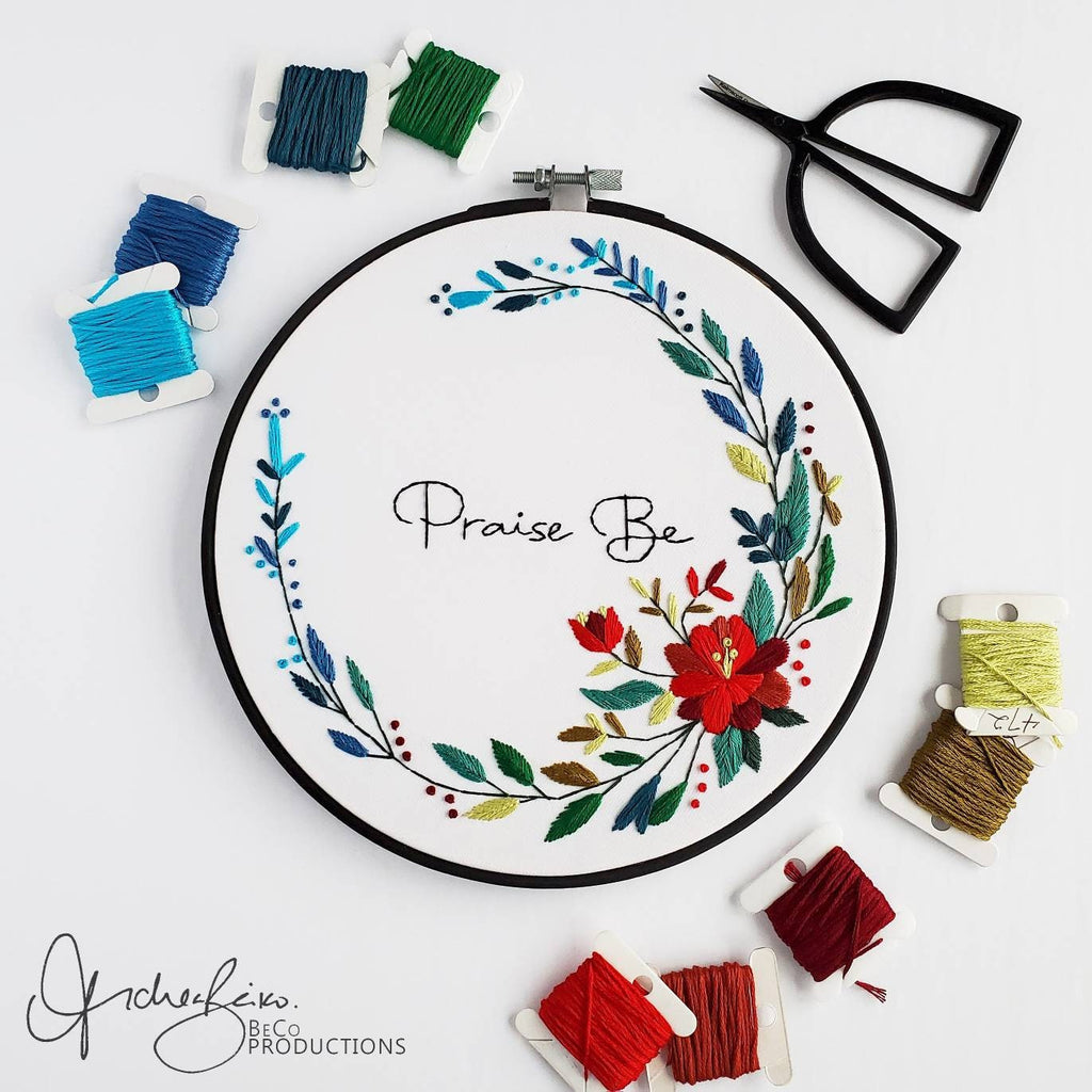 Praise Be Floral Wreath - PDF Digital Download Embroidery Pattern & Guide