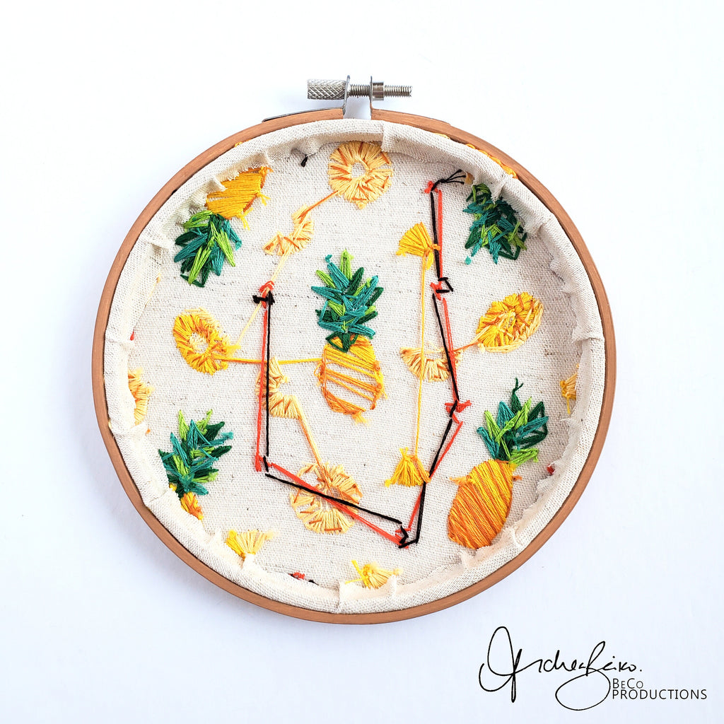 Pineapple Life Cycle Print - PDF DIgital Download Embroidery Pattern & Guide