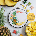 Pineapple Floral Wreath - PDF Digital Download Embroidery Pattern & Guide