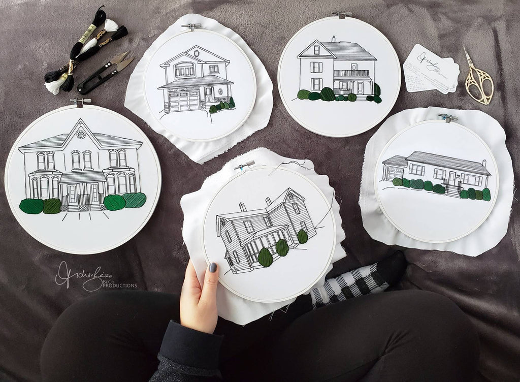 Custom Embroidered House Portrait