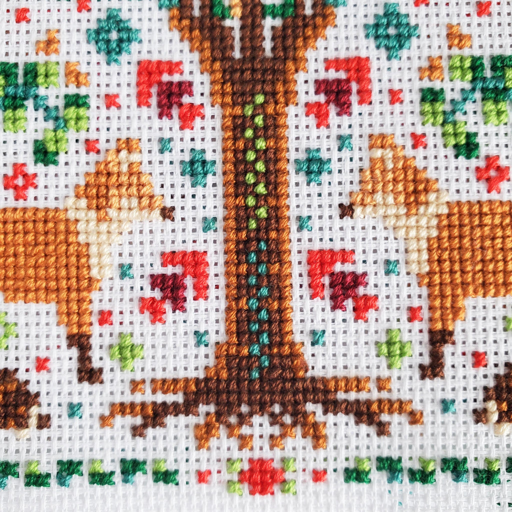Spring Fox Folk Art Scene - PDF Digital Download Cross Stitch Pattern & Guide