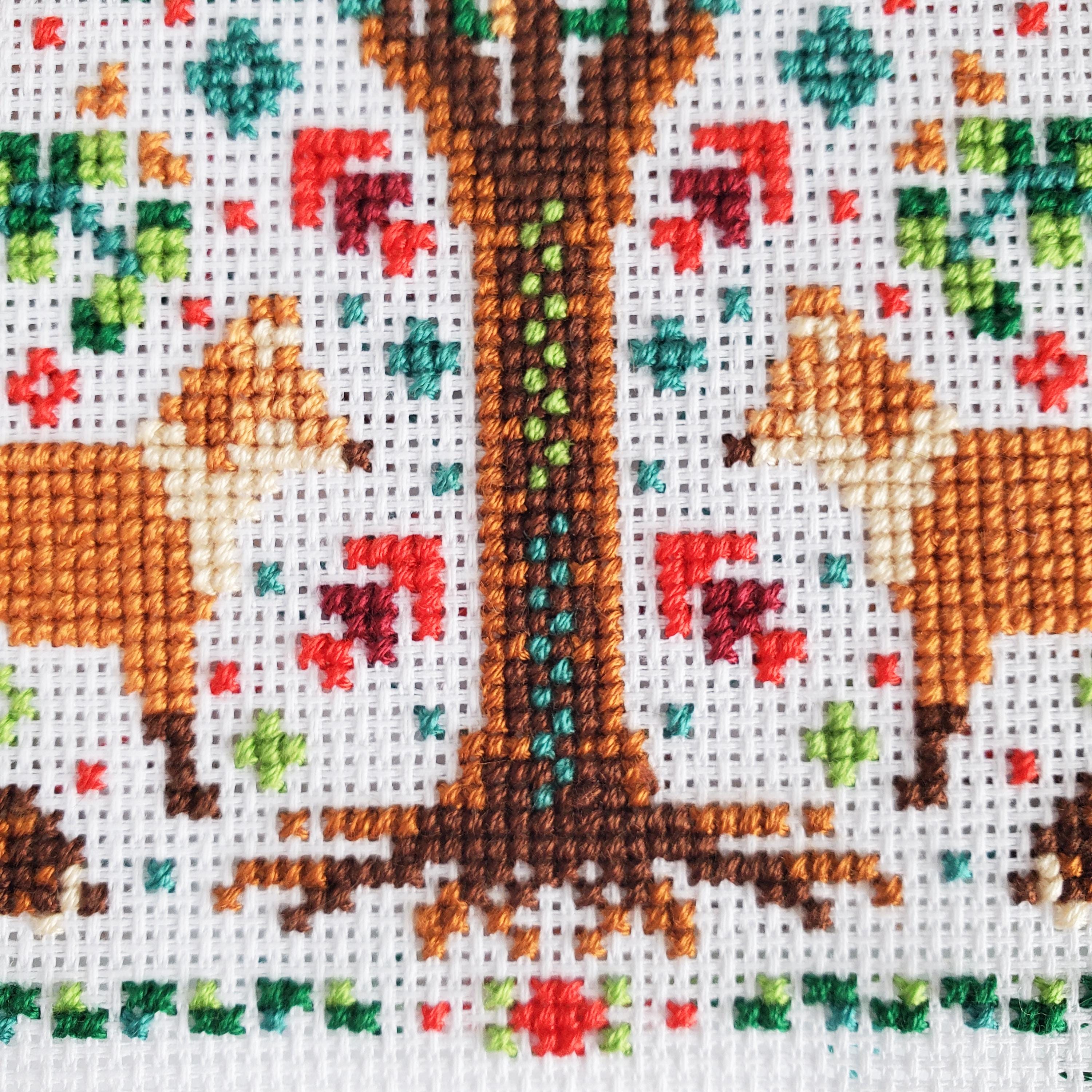 Spring Fox Folk Art Scene - PDF Digital Download Cross Stitch Pattern & Guide