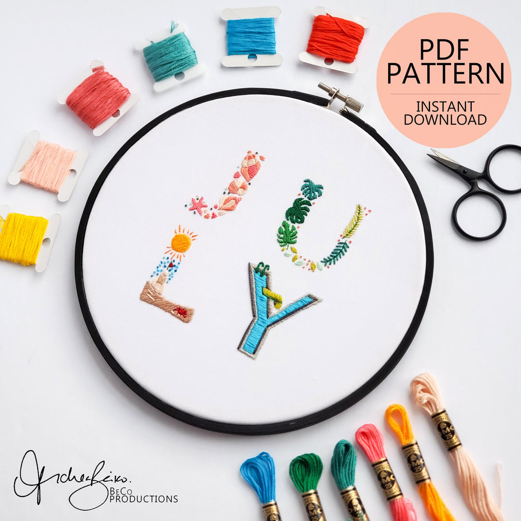 JULY Monthly Text Series - PDF Digital Download Embroidery Series Pattern & Guide