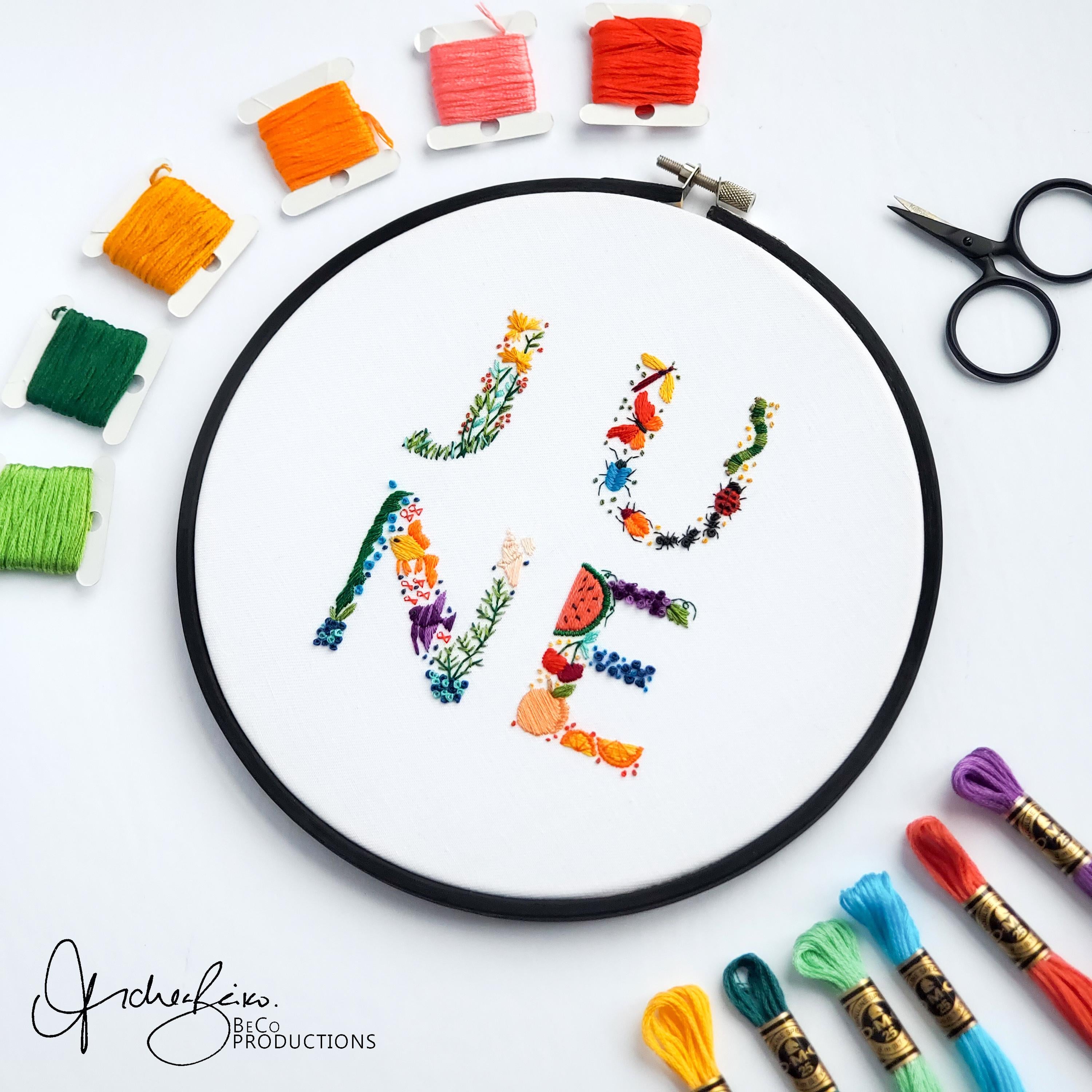 Monthly Text Bundle - PDF Digital Download Embroidery Series Pattern & Guide