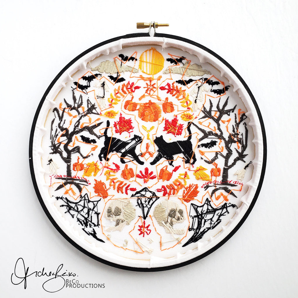 Halloween Folk Art Inspired Series - PDF Digital Download Embroidery Pattern & Guide
