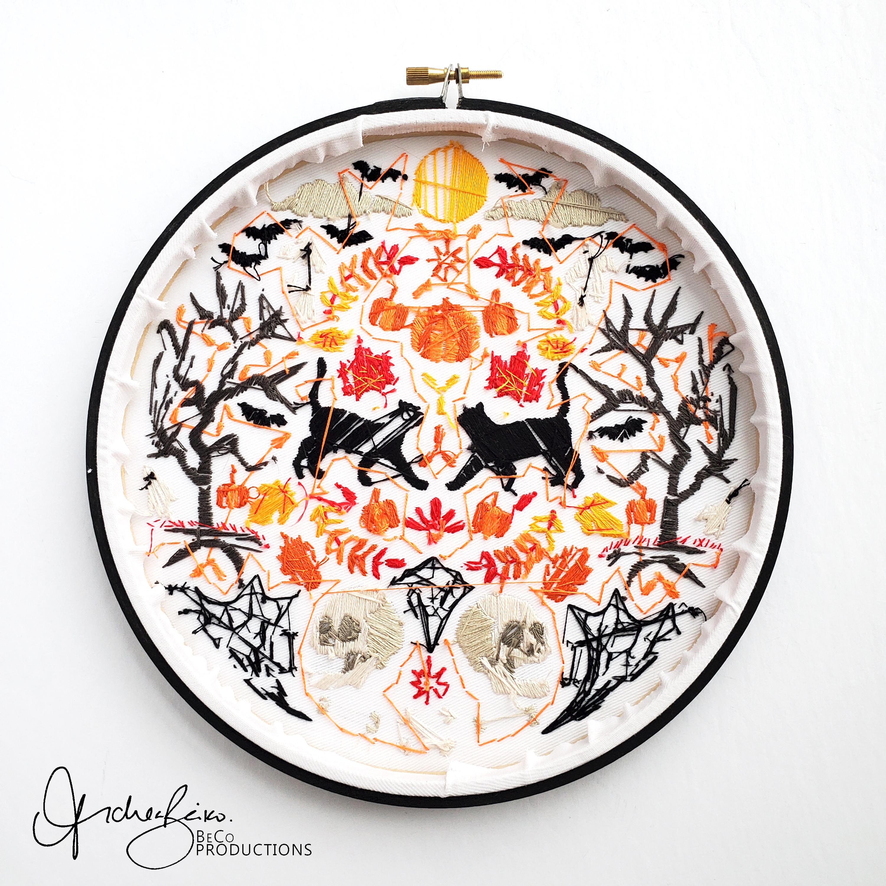 Halloween Folk Art Inspired Series - PDF Digital Download Embroidery Pattern & Guide