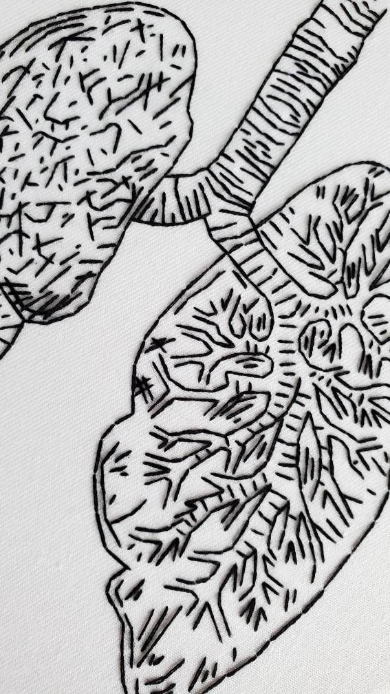Lungs Anatomy - PDF Digital Download Embroidery Pattern & Guide