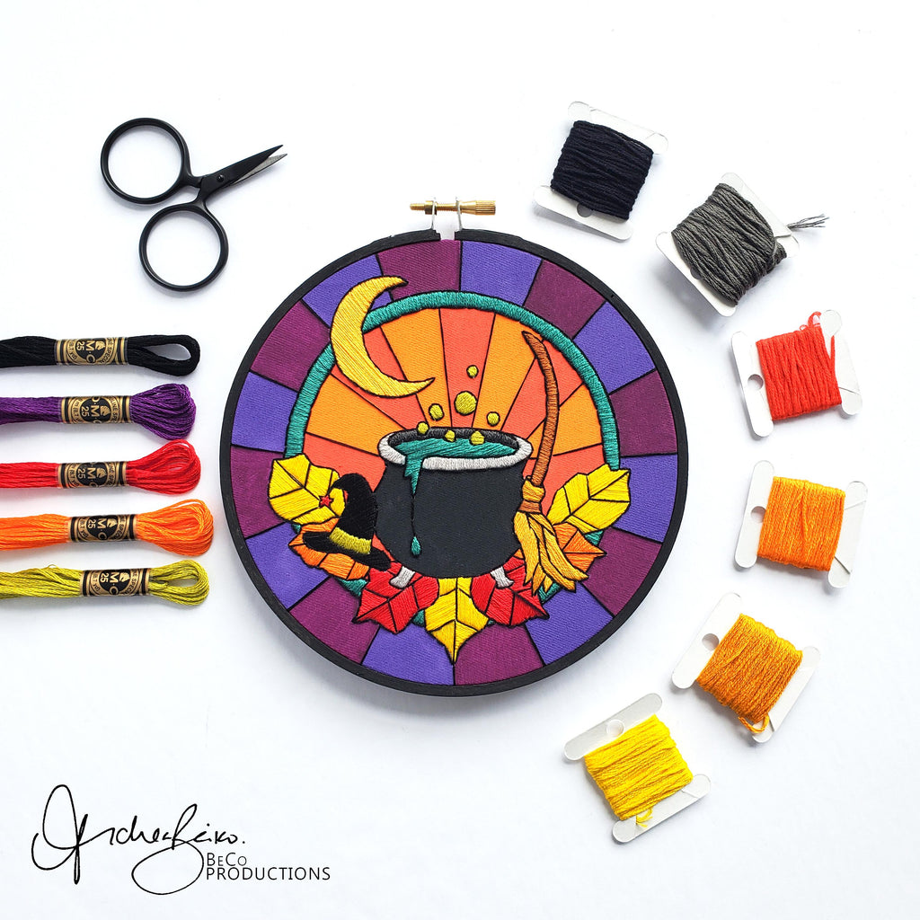 Halloween Stained Glass BUNDLE - PDF Digital Download Embroidery Pattern & Guide