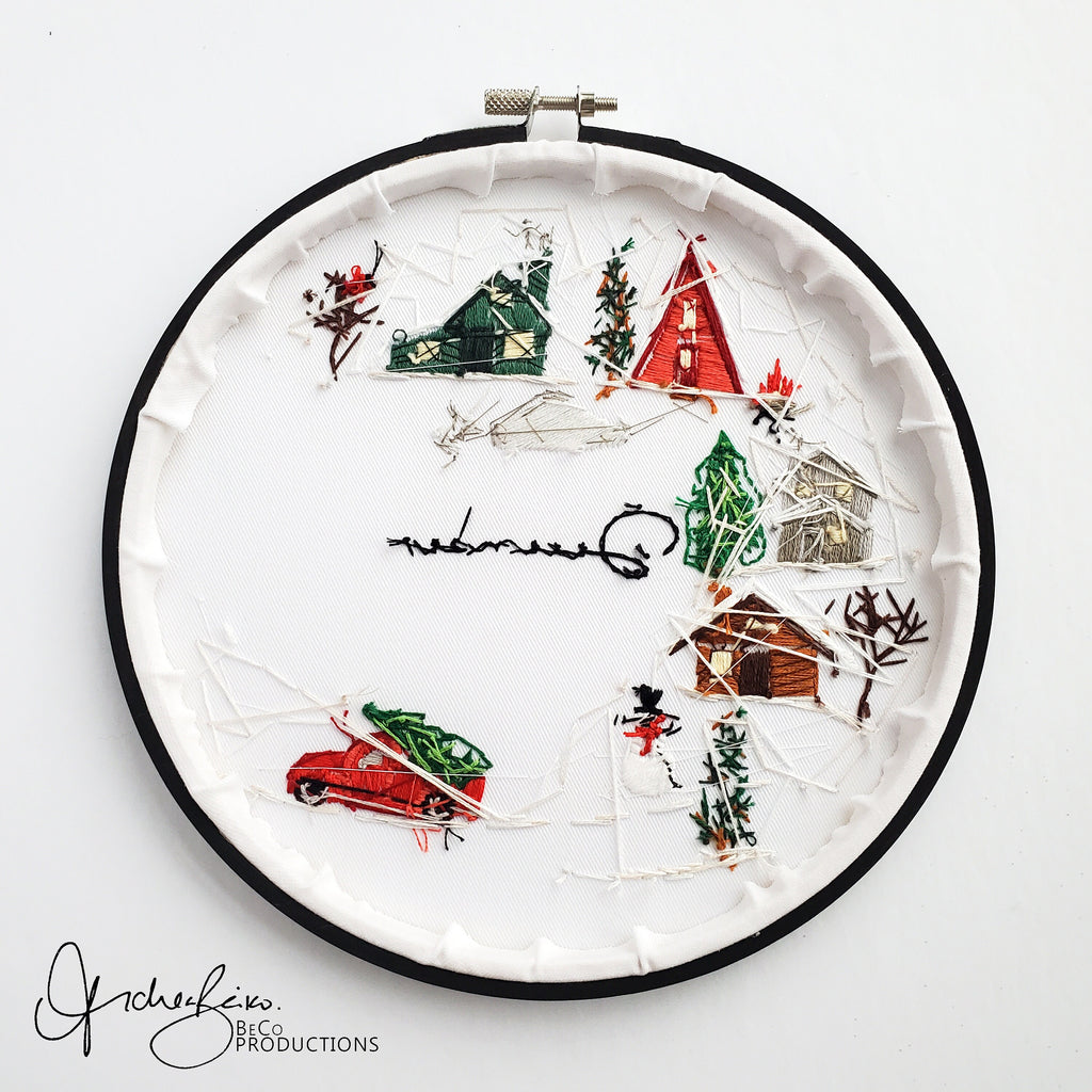 DECEMBER Monthly Series Wreath - PDF Digital Download Embroidery Pattern & Guide