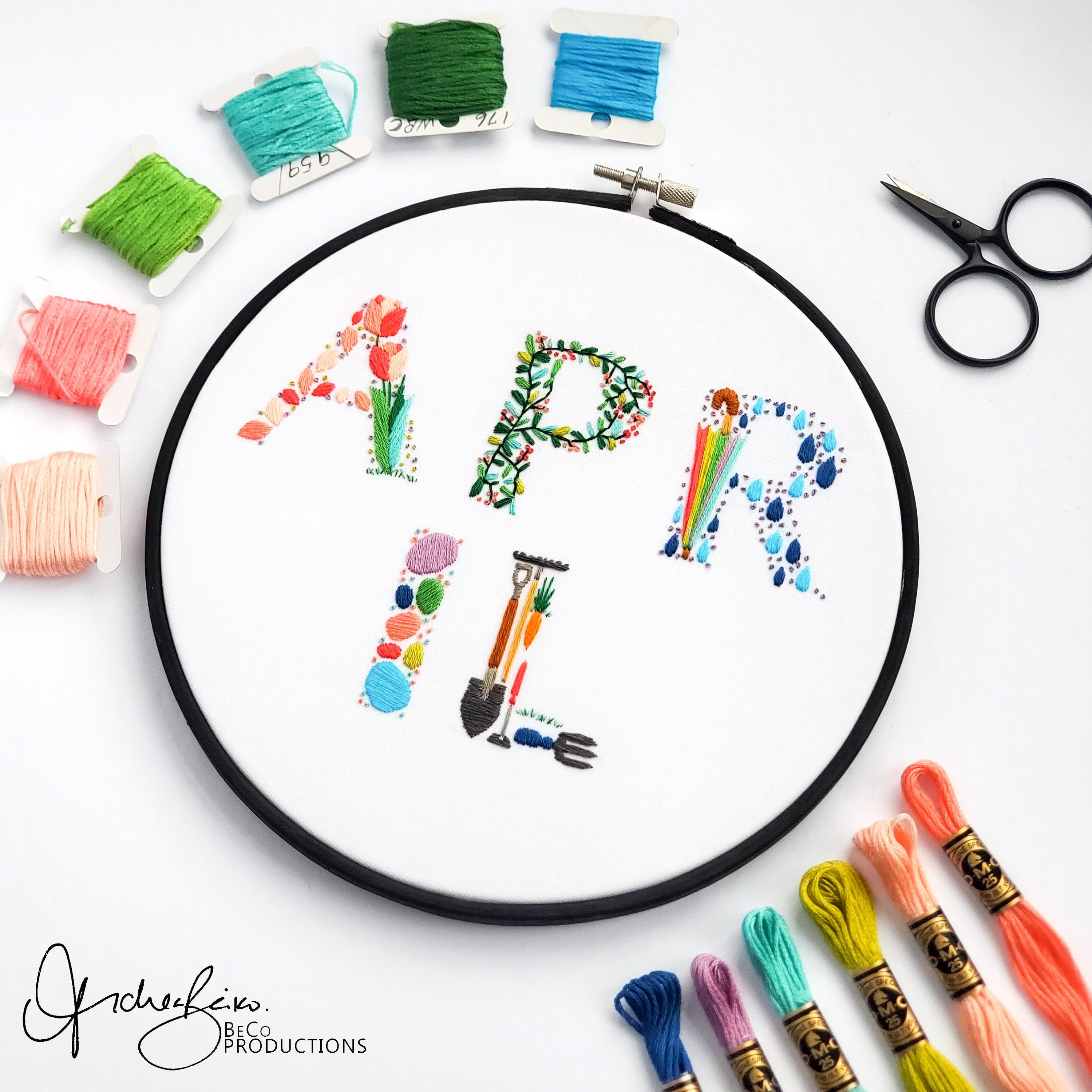 Monthly Text Bundle - PDF Digital Download Embroidery Series Pattern & Guide