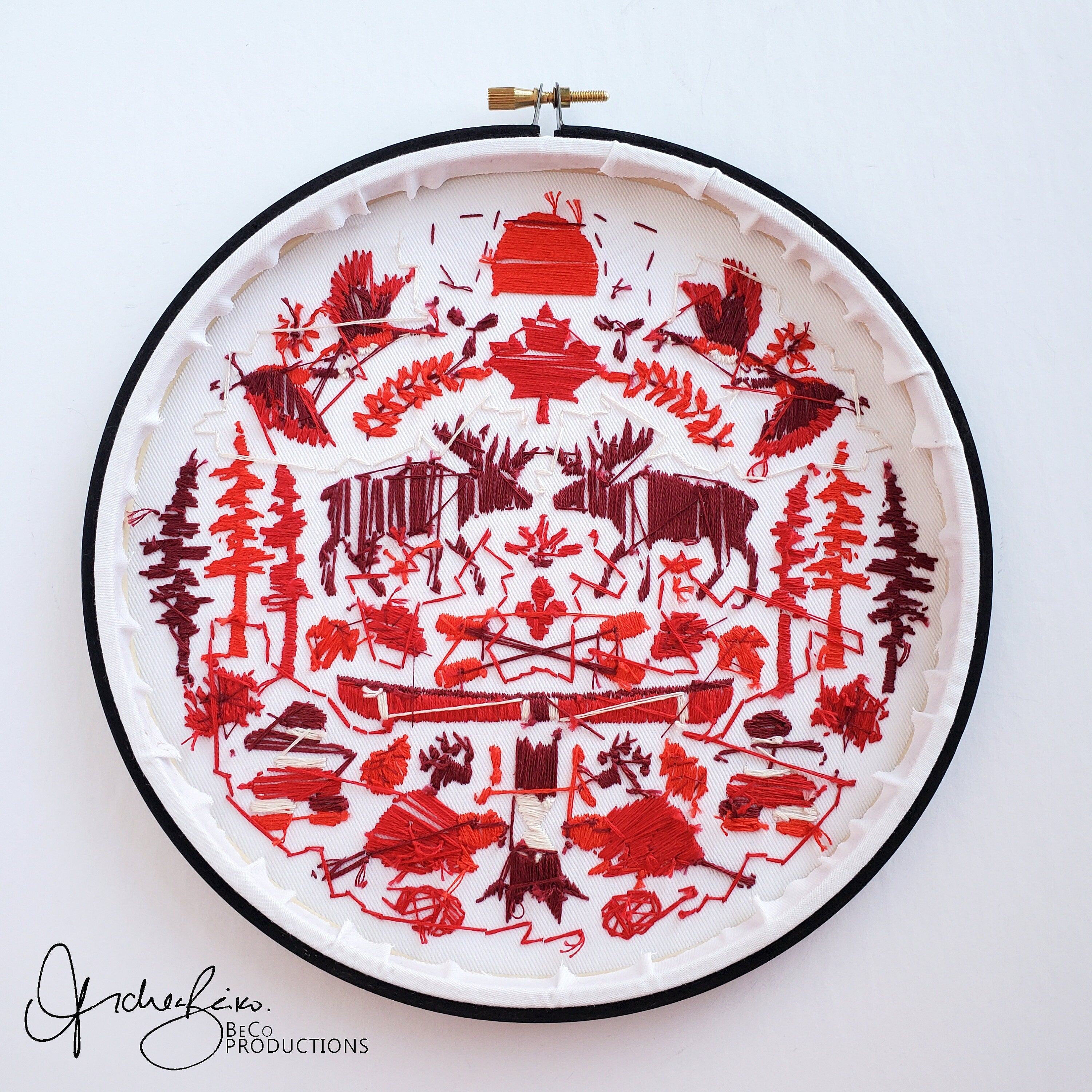 Canada Monochromatic Folk Art Inspired Series - PDF Digital Download Embroidery Pattern & Guide