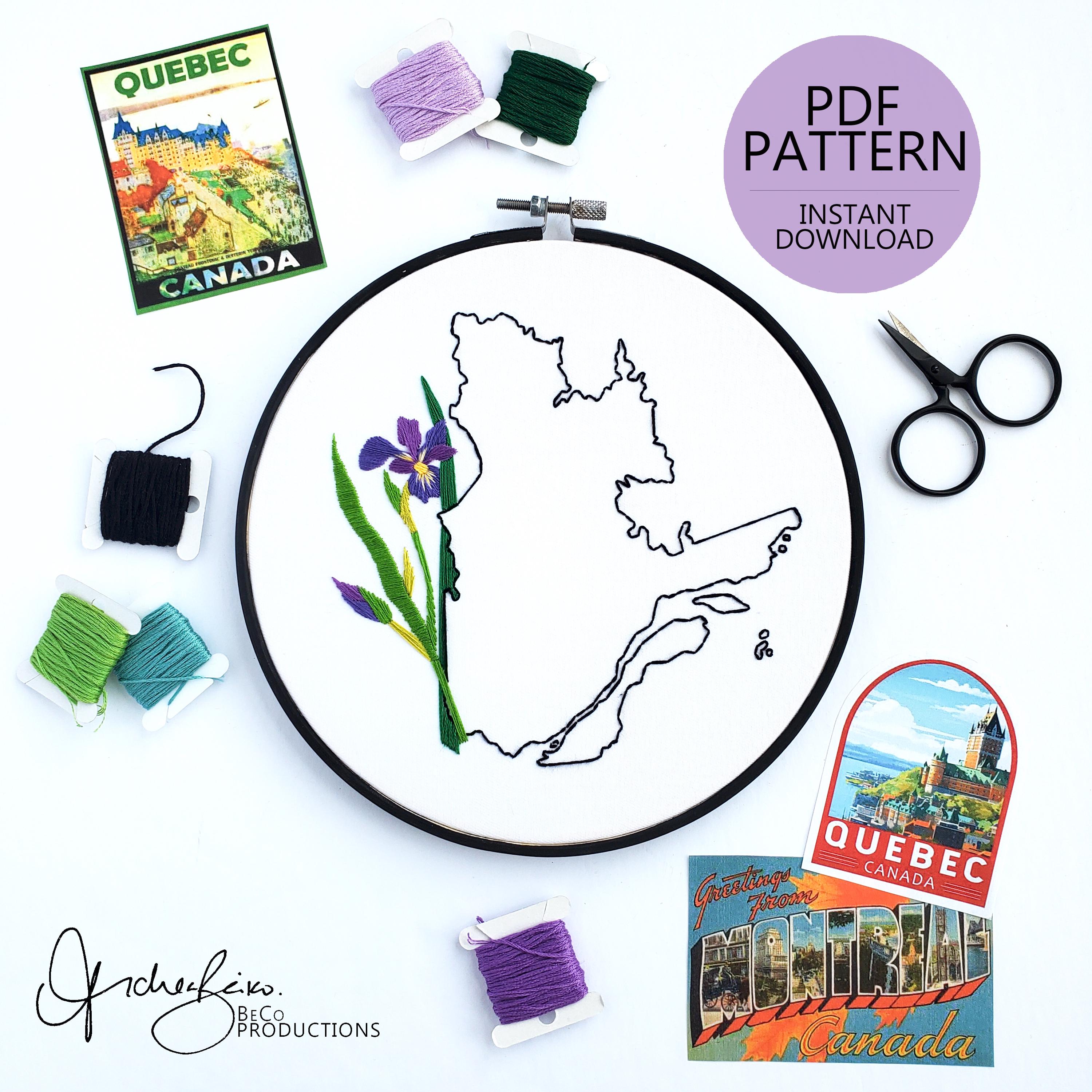 Quebec Province - PDF Digital Download Embroidery Pattern & Guide