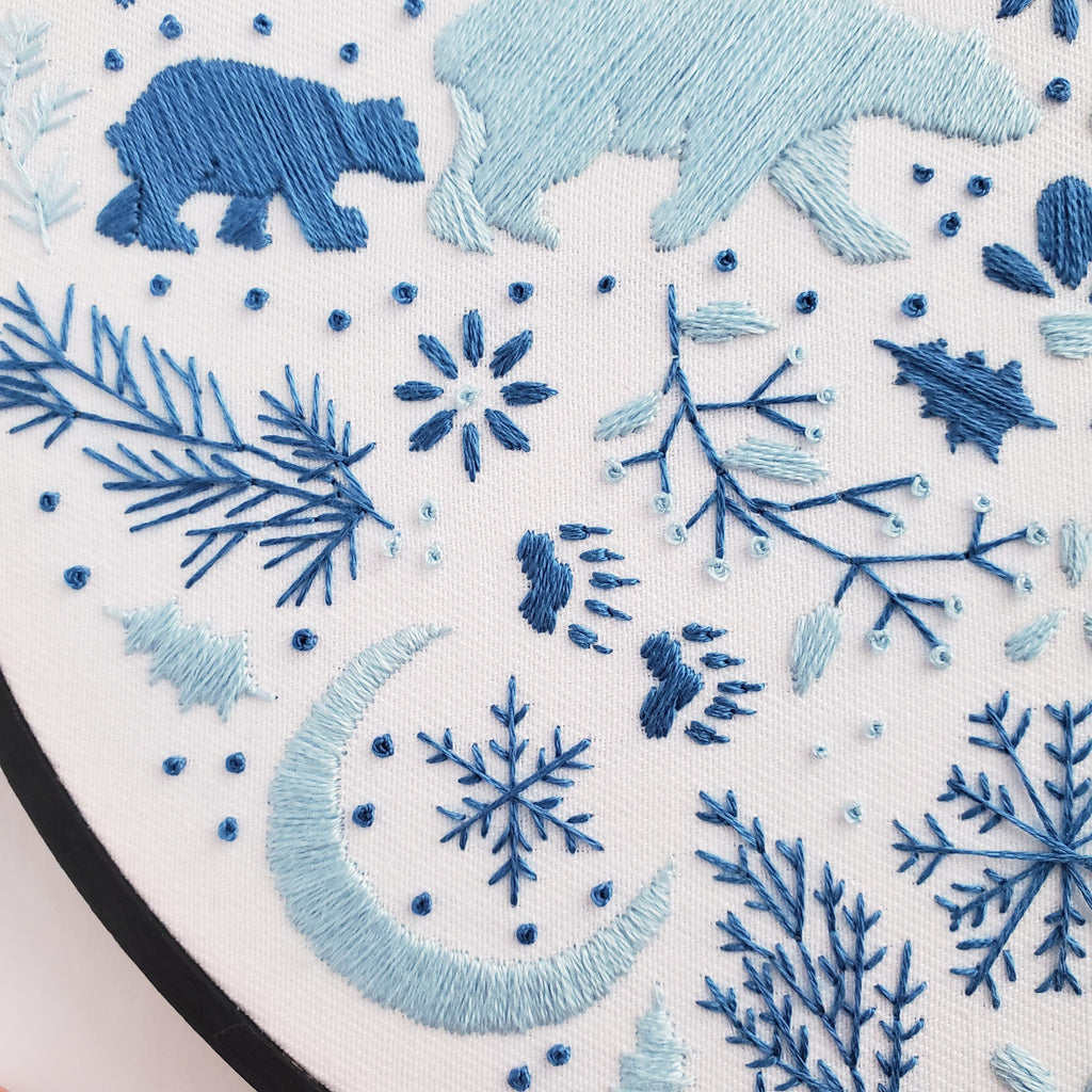 DECEMBER Monthly Monochromatic Folk Art Inspired Series - PDF Digital Download Embroidery Pattern & Guide