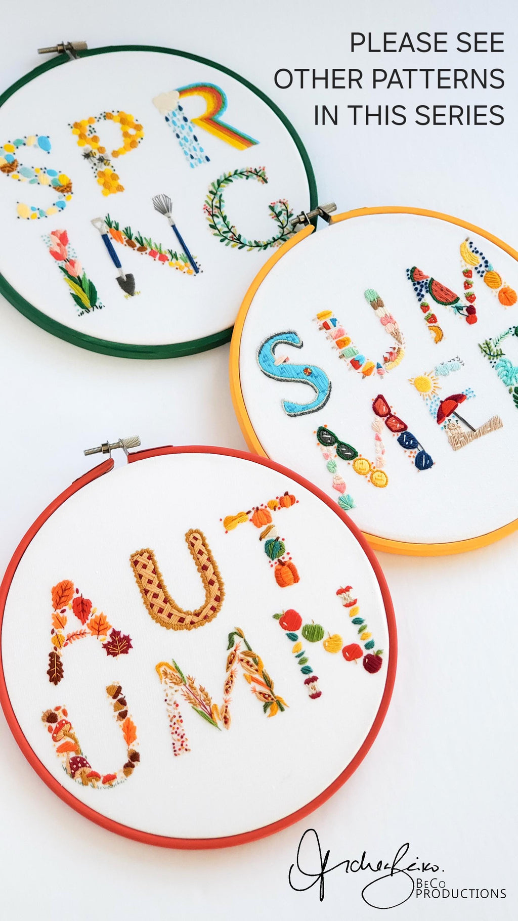 Autumn Text - PDF Digital Download Embroidery Pattern & Guidech