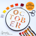 OCTOBER Monthly Text Series - PDF Digital Download Embroidery Series Pattern & Guide