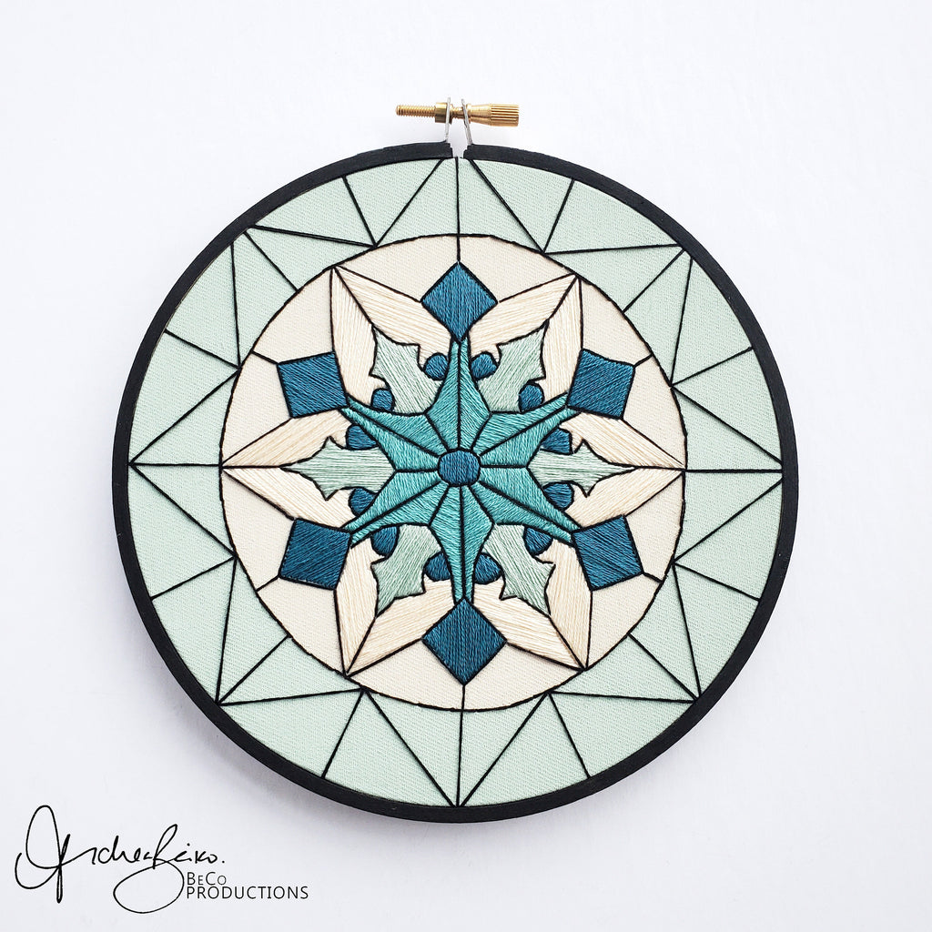 JANUARY Monthly Series Stained Glass Snowflake- PDF Digital Download Embroidery Pattern & Guide