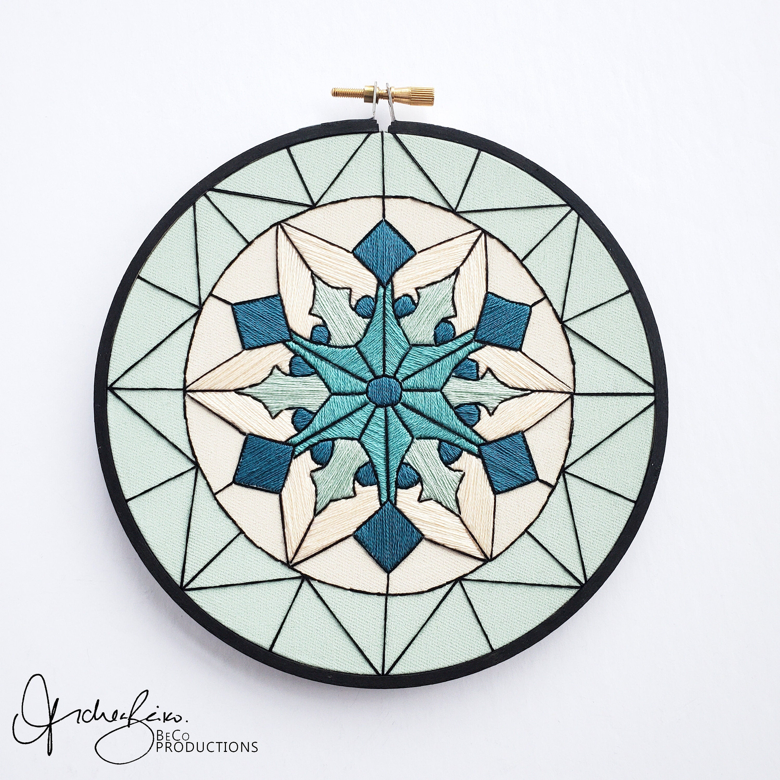 JANUARY Monthly Series Stained Glass Snowflake- PDF Digital Download Embroidery Pattern & Guide