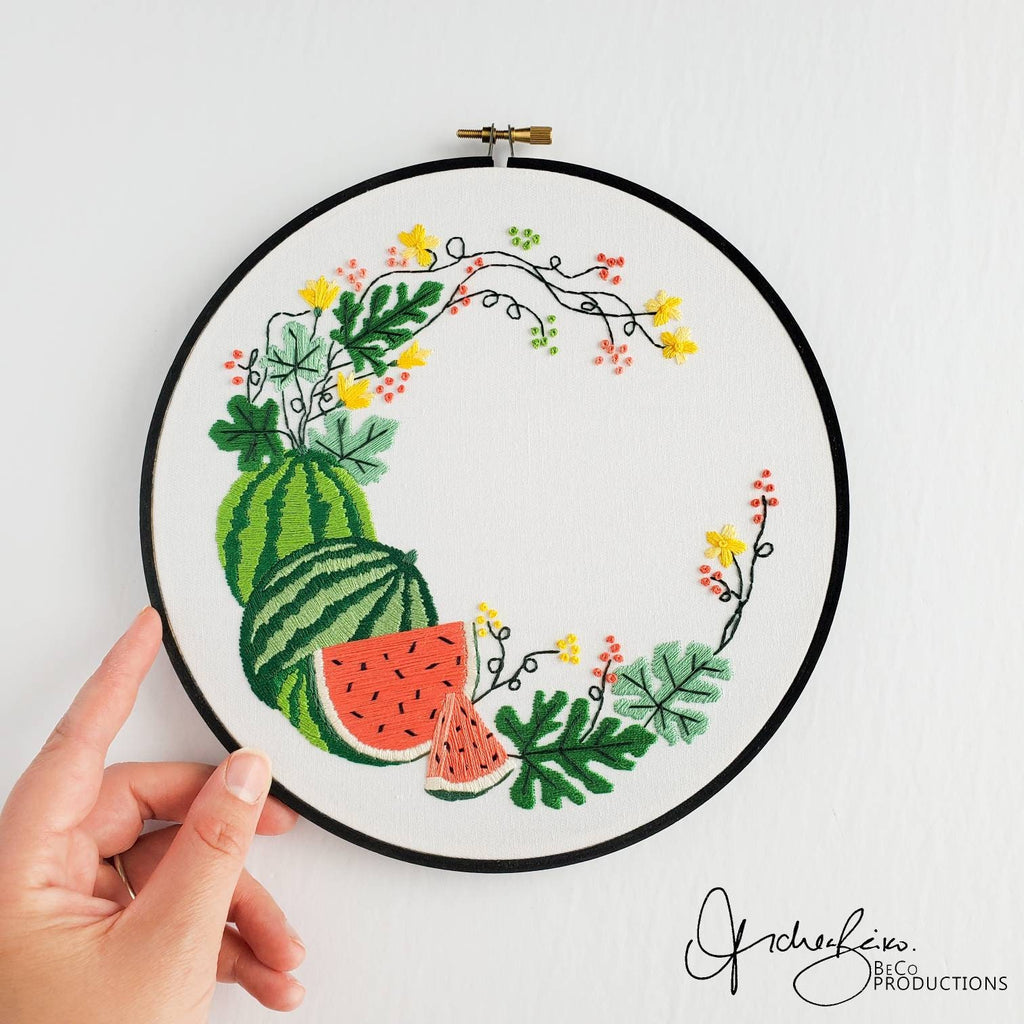 Watermelon Wreath - PDF Digital Download Embroidery Pattern & Guide