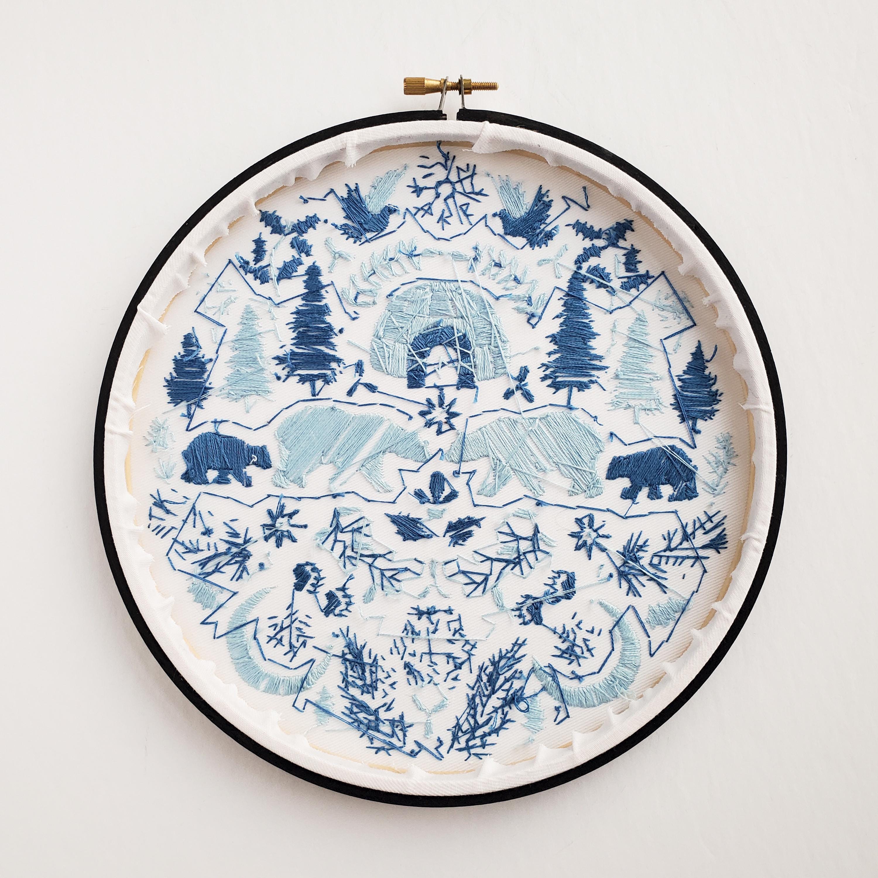 DECEMBER Monthly Monochromatic Folk Art Inspired Series - PDF Digital Download Embroidery Pattern & Guide