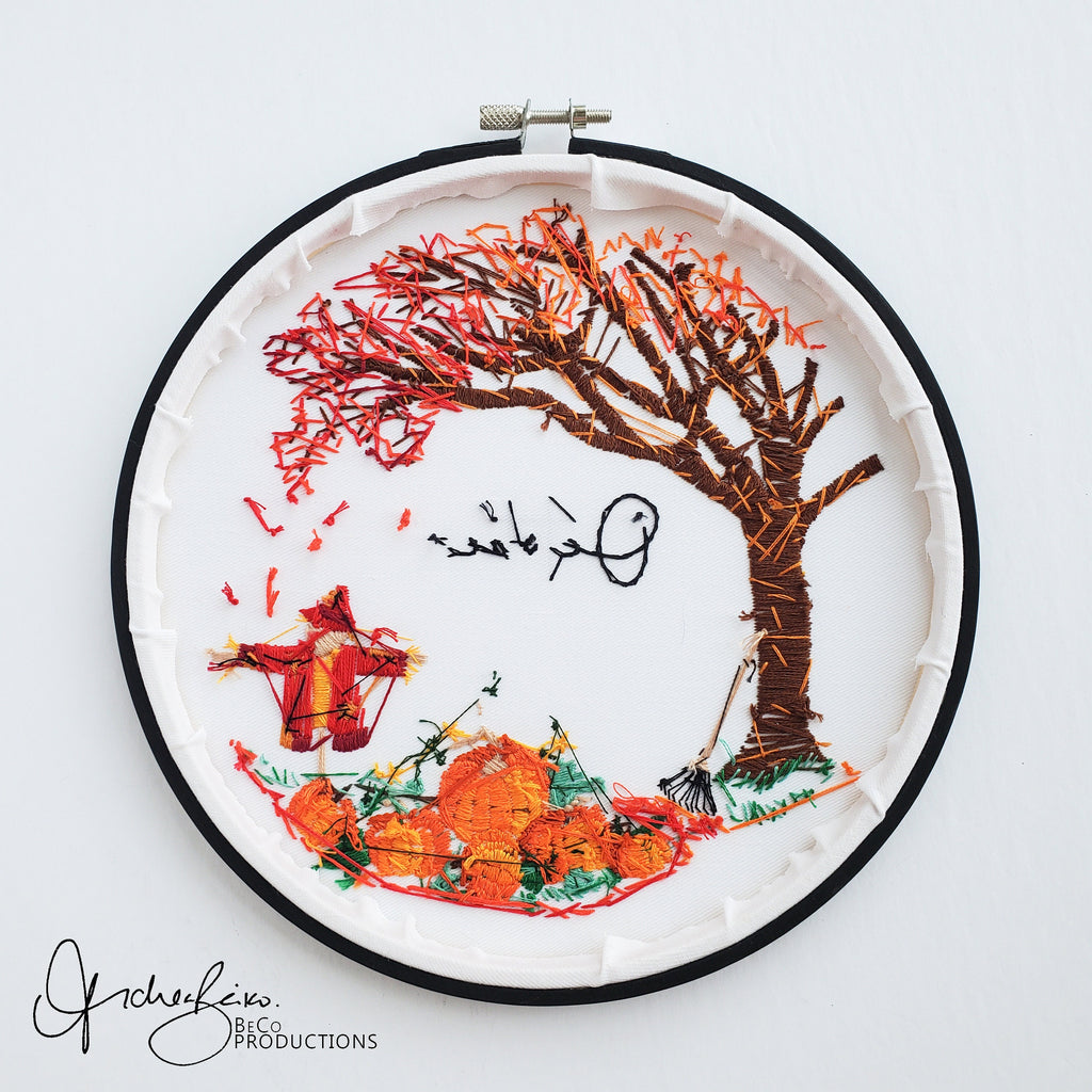 OCTOBER Monthly Series Wreath - PDF Digital Download Embroidery Pattern & Guide