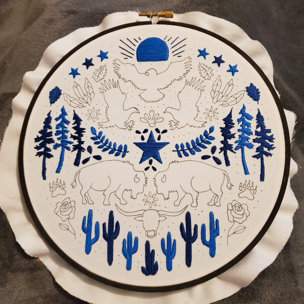 USA American Folk Art Inspired Series - PDF Digital Download Embroidery Pattern & Guide