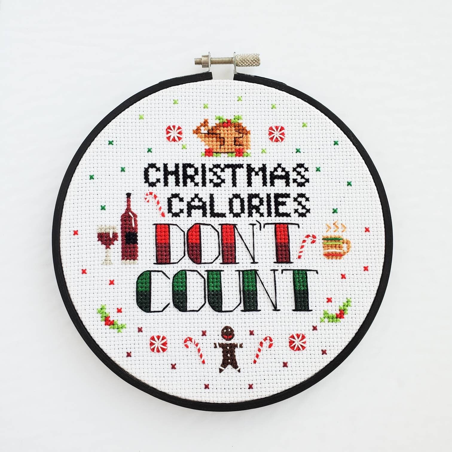 Christmas Calories Don't Count - PDF Digital Download Cross Stitch Pattern & Guide