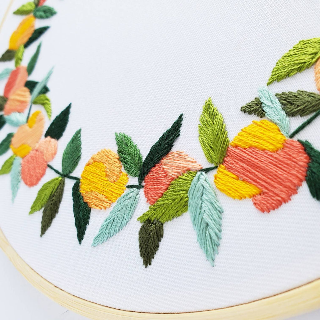 Just Peachy Full Peach Wreath - PDF Digital Download Embroidery Pattern & Guide