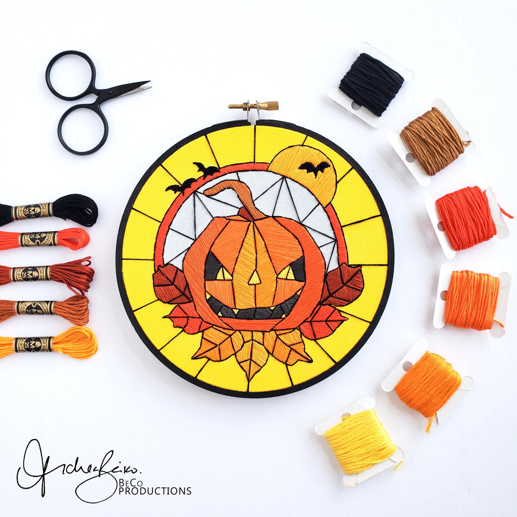 Halloween Stained Glass BUNDLE - PDF Digital Download Embroidery Pattern & Guide