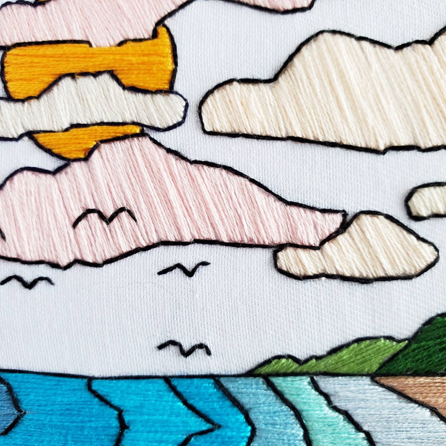 Beach Landscape No.01 - PDF Digital Download Embroidery Pattern & Guide