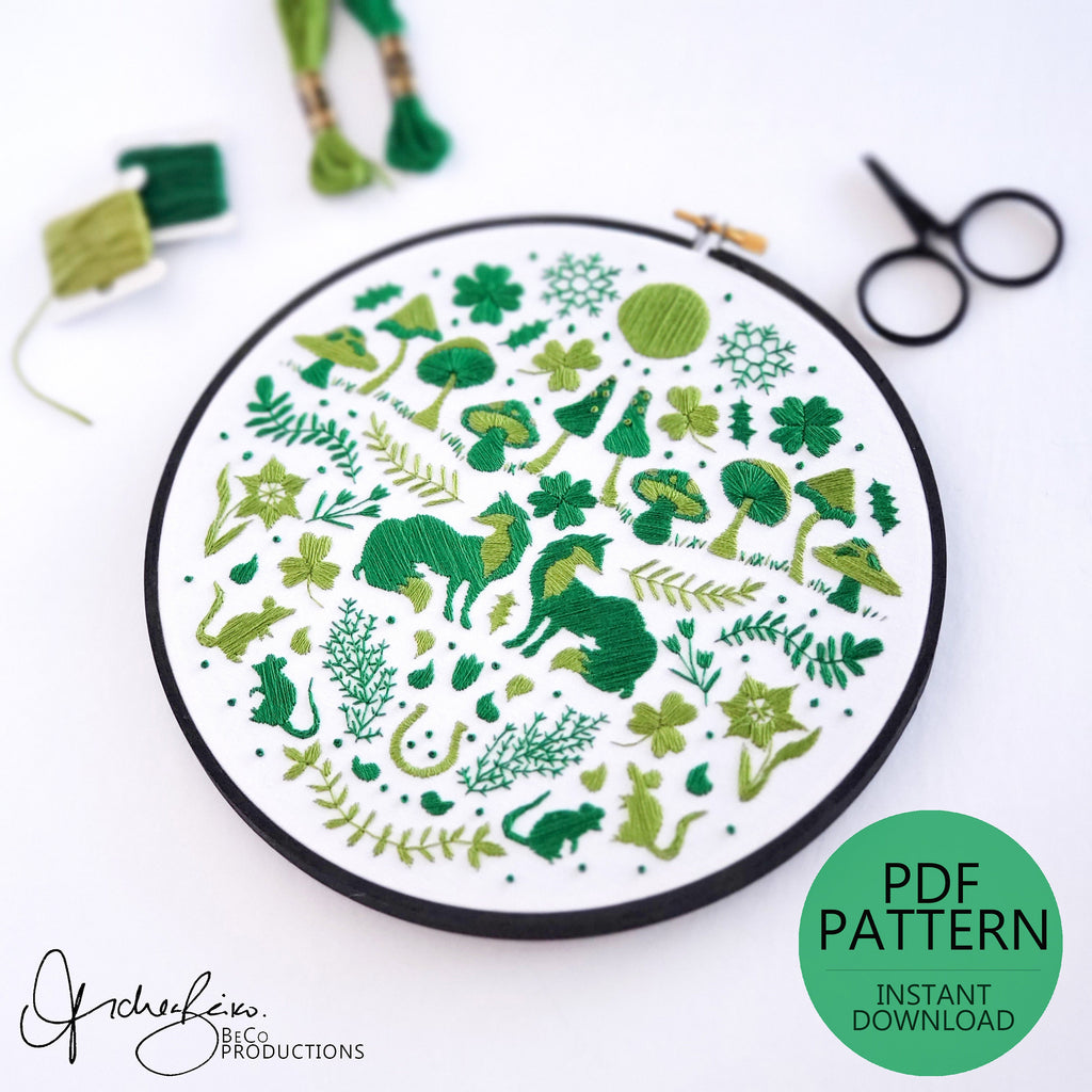 MARCH Monthly Monochromatic Folk Art Inspired Series - PDF Digital Download Embroidery Pattern & Guide