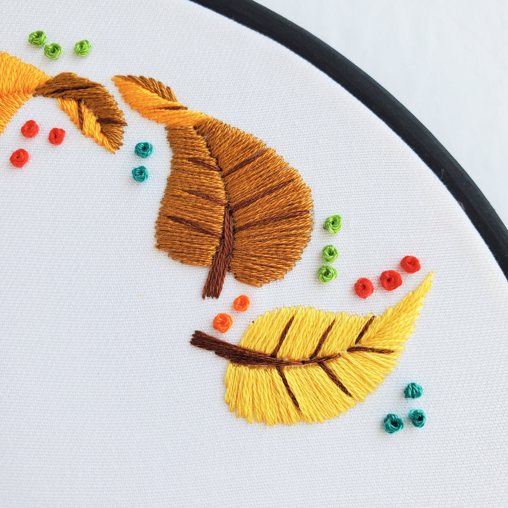 SEPTEMBER Monthly Series Wreath - PDF Digital Download Embroidery Pattern & Guide