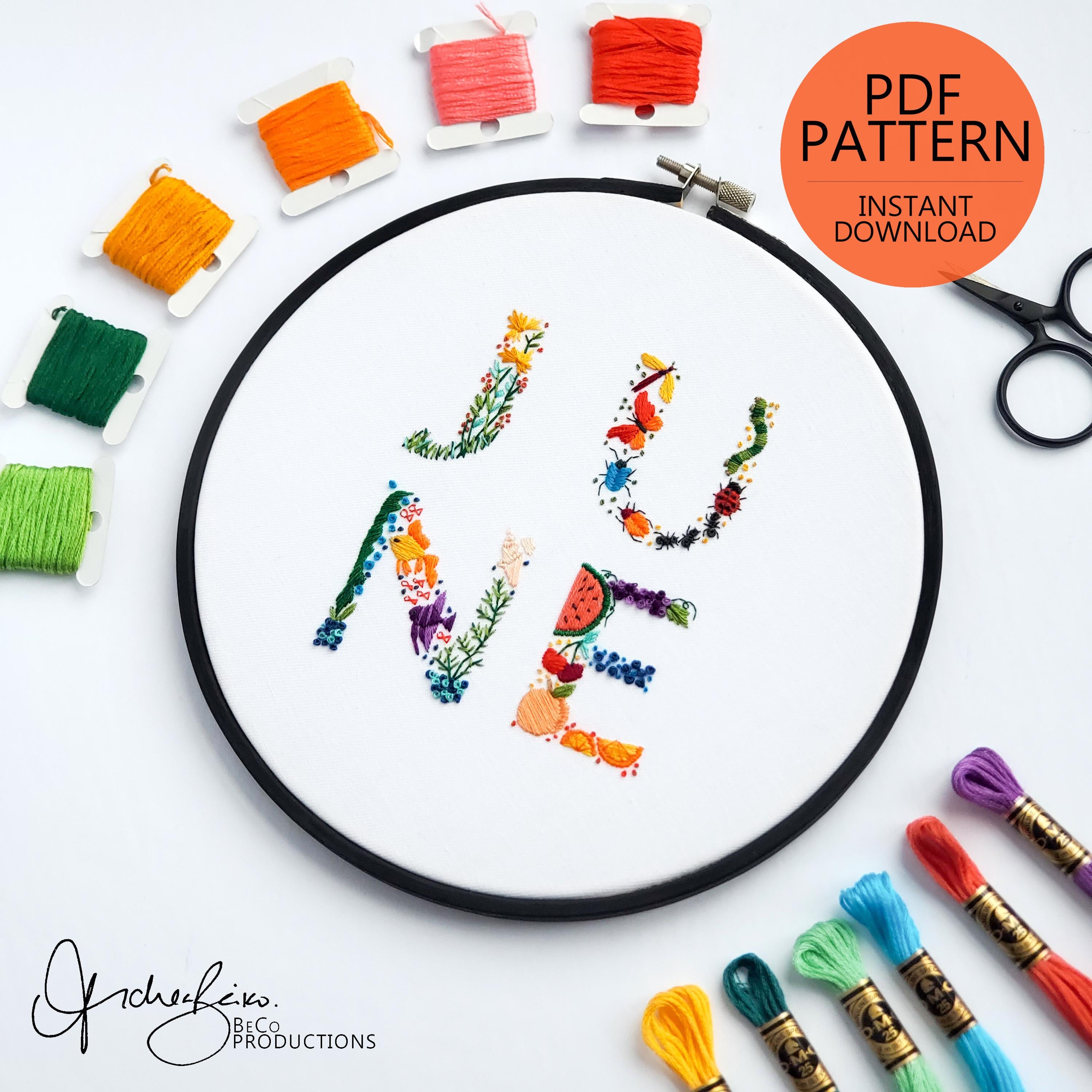 JUNE Monthly Text Series - PDF Digital Download Embroidery Series Pattern & Guide